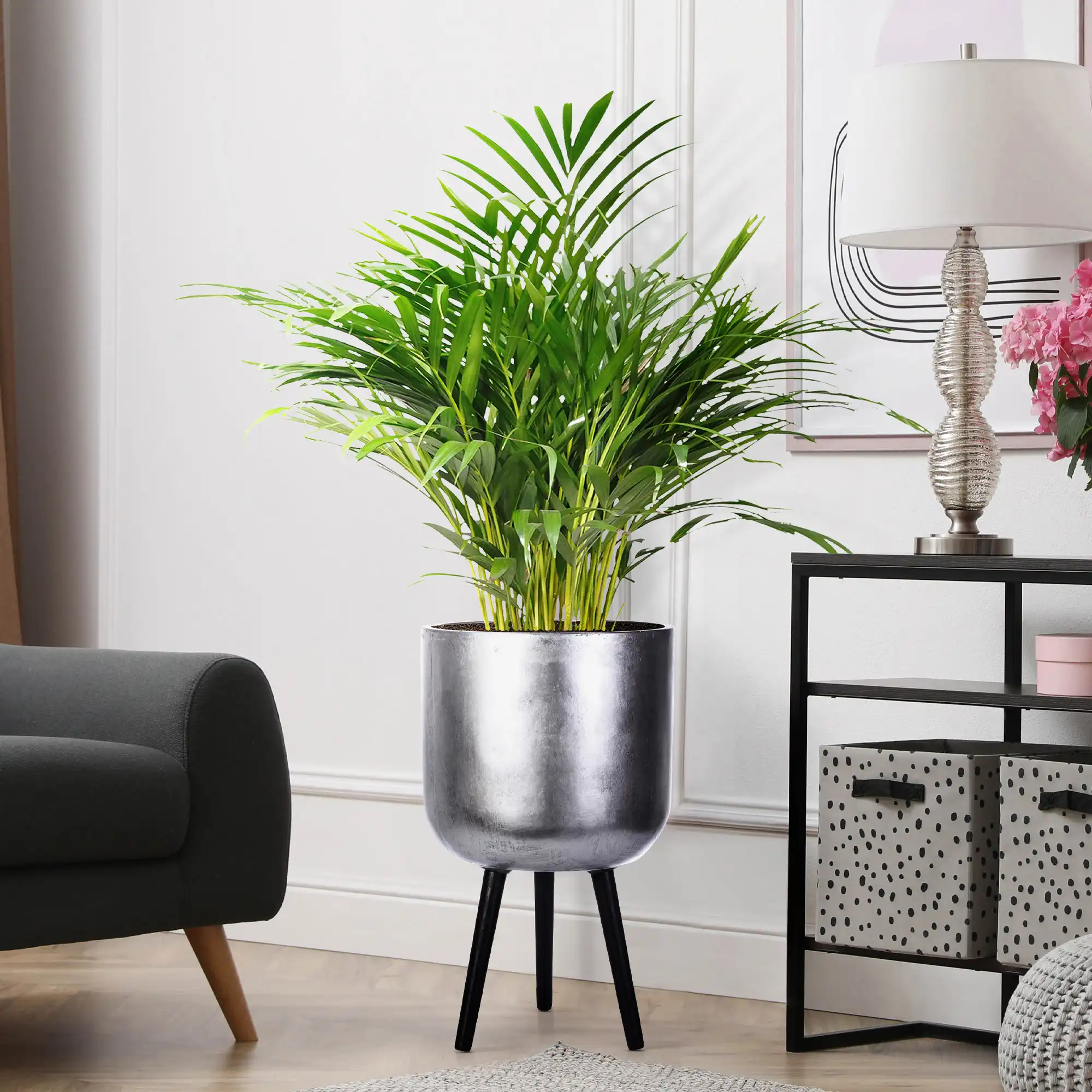 IDEALIST Lite Round Planter on Legs, Round Pot Plant Stand Indoor