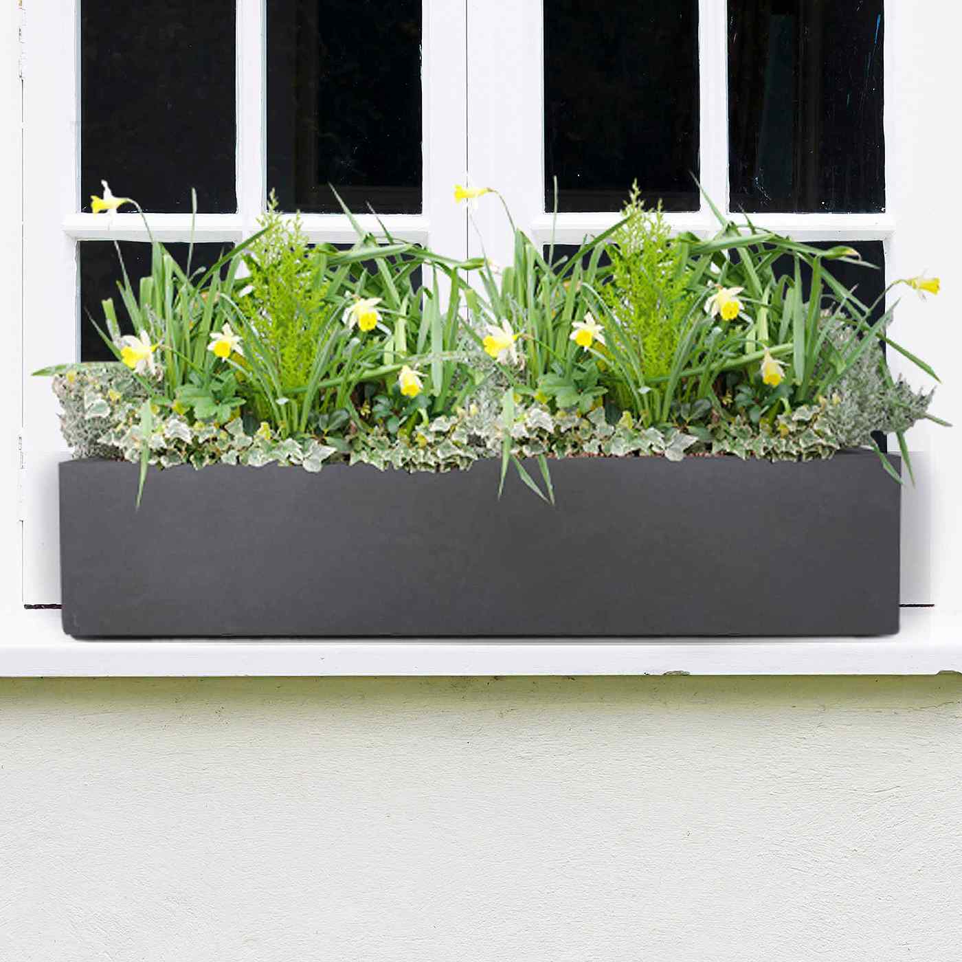 IDEALIST Lite Window Box Light Concrete Planter Set