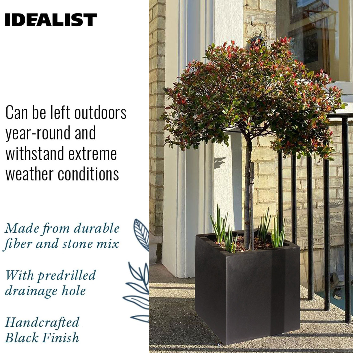 IDEALIST Lite Square Box Contemporary Light Concrete Planter