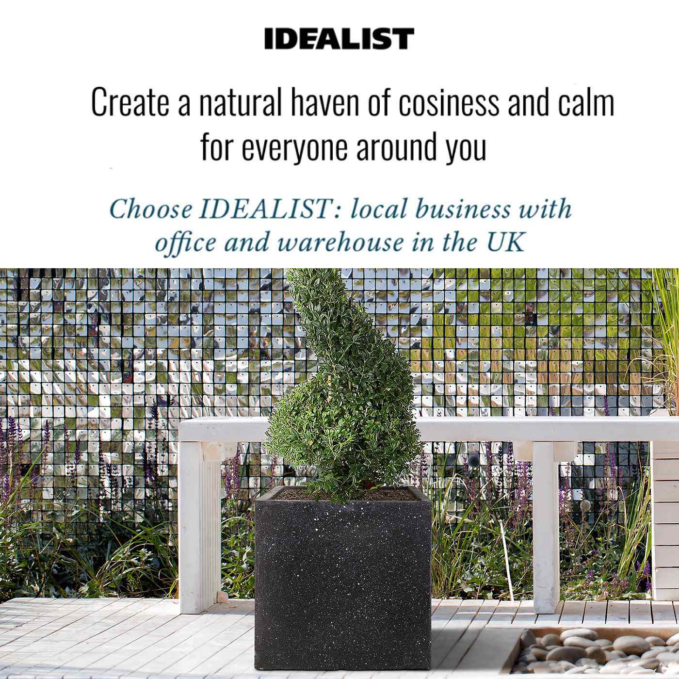IDEALIST Lite Square Box Contemporary Marble Light Concrete Planter