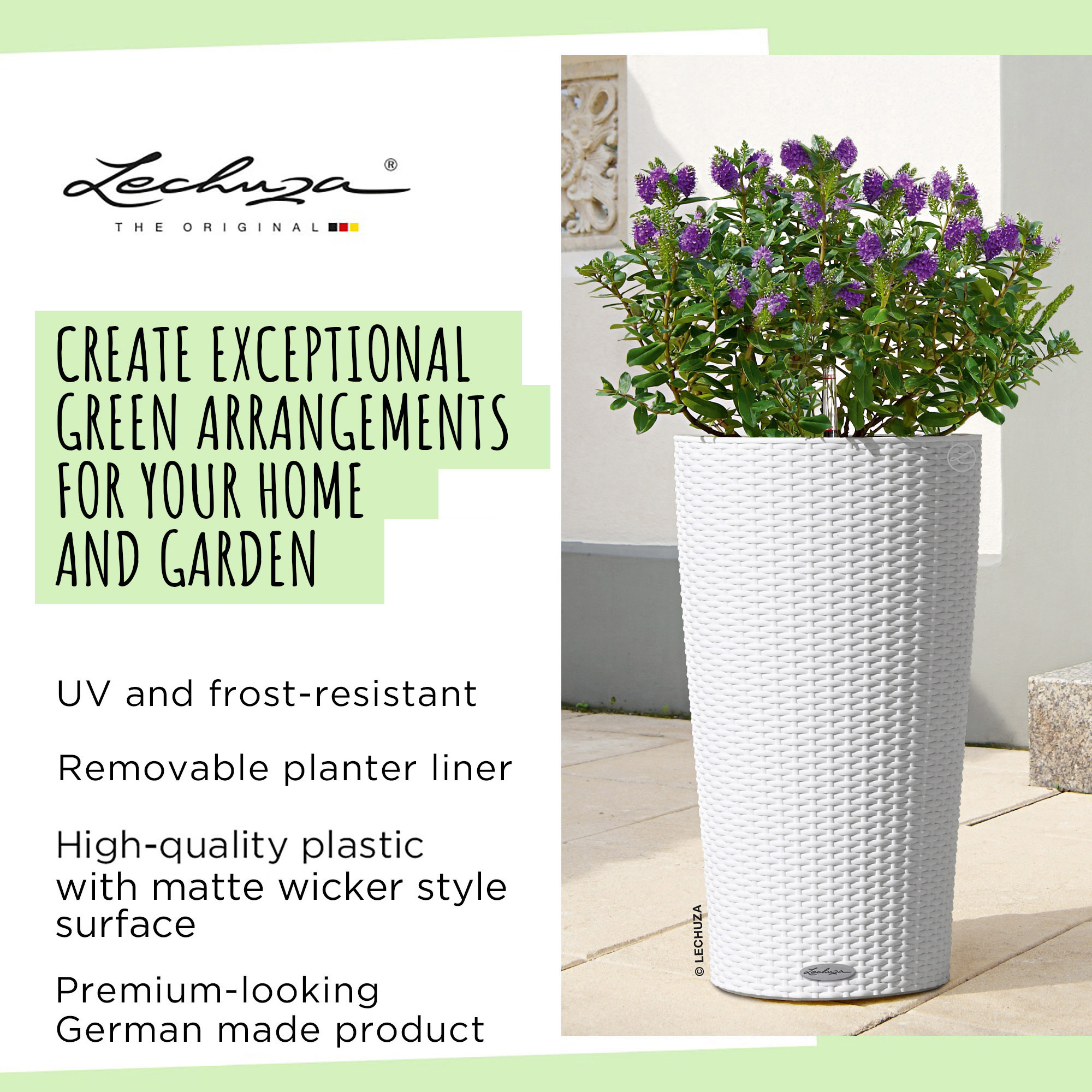 LECHUZA CILINDRO Cottage Round Tall Poly Resin Self-watering Planter