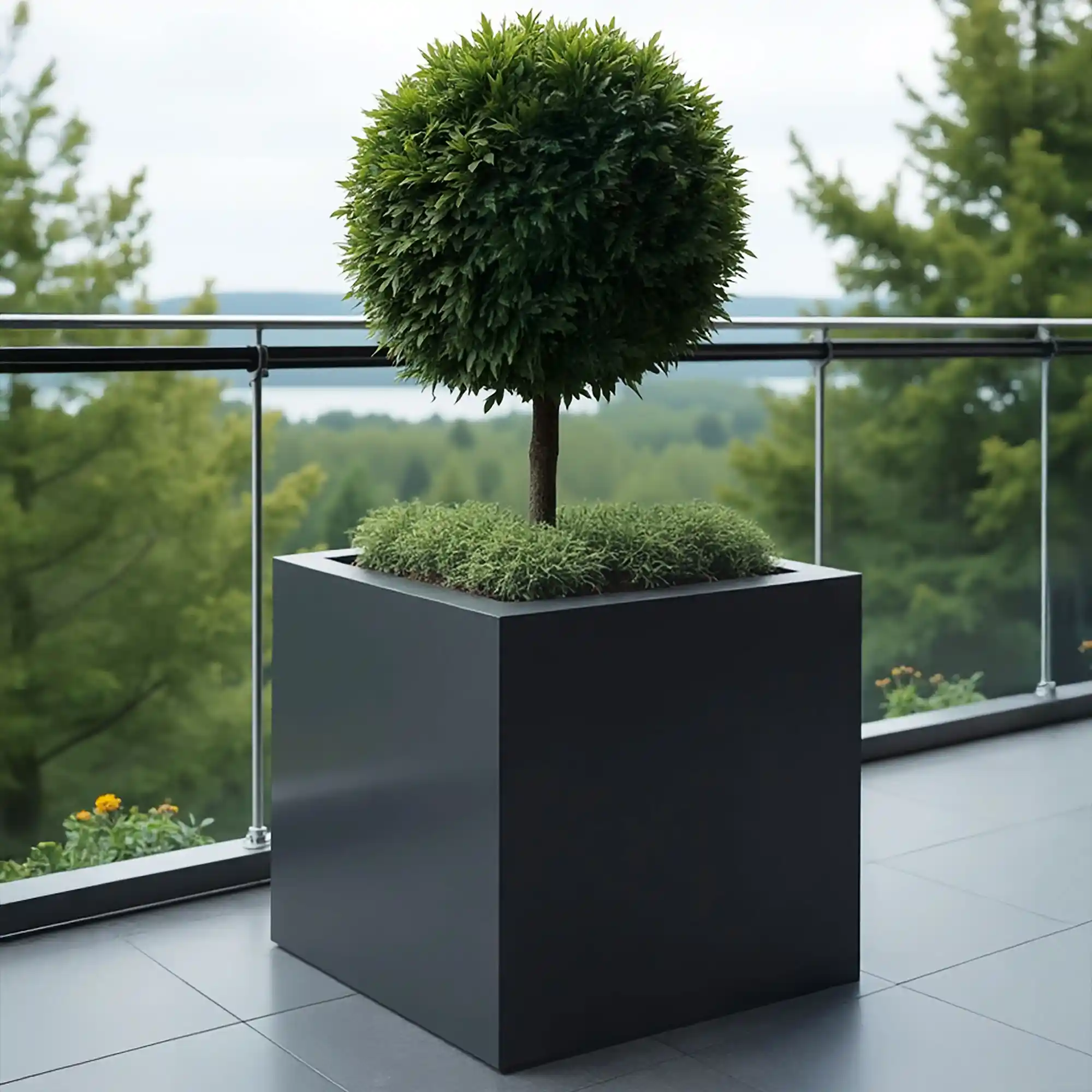 PURE Cube Outdoor Fiberglass Planter