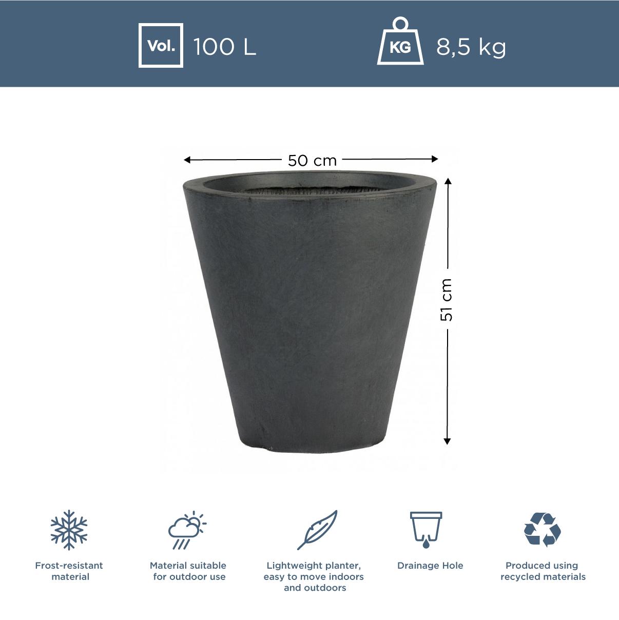 IDEALIST Lite Round Contemporary Light Concrete Planter