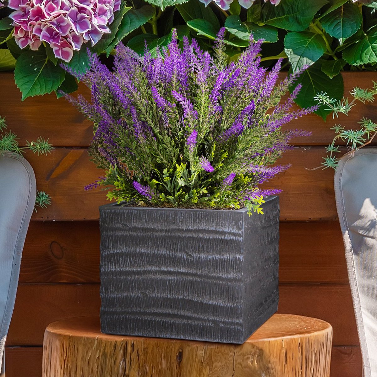 IDEALIST Lite Straw Ribbed Square Outdoor Planter