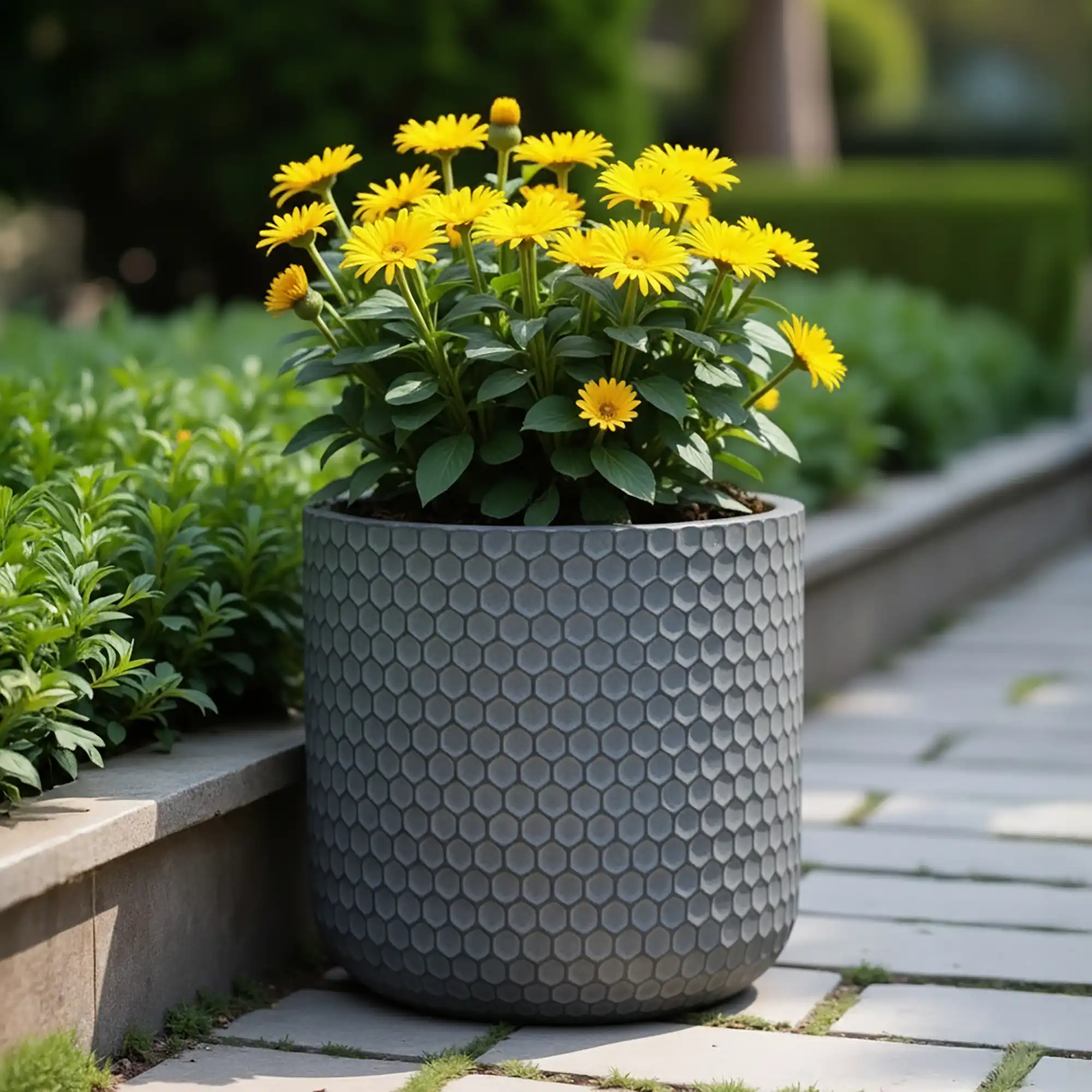 IDEALIST Lite Honeycomb Style Cylinder Round Outdoor Planter