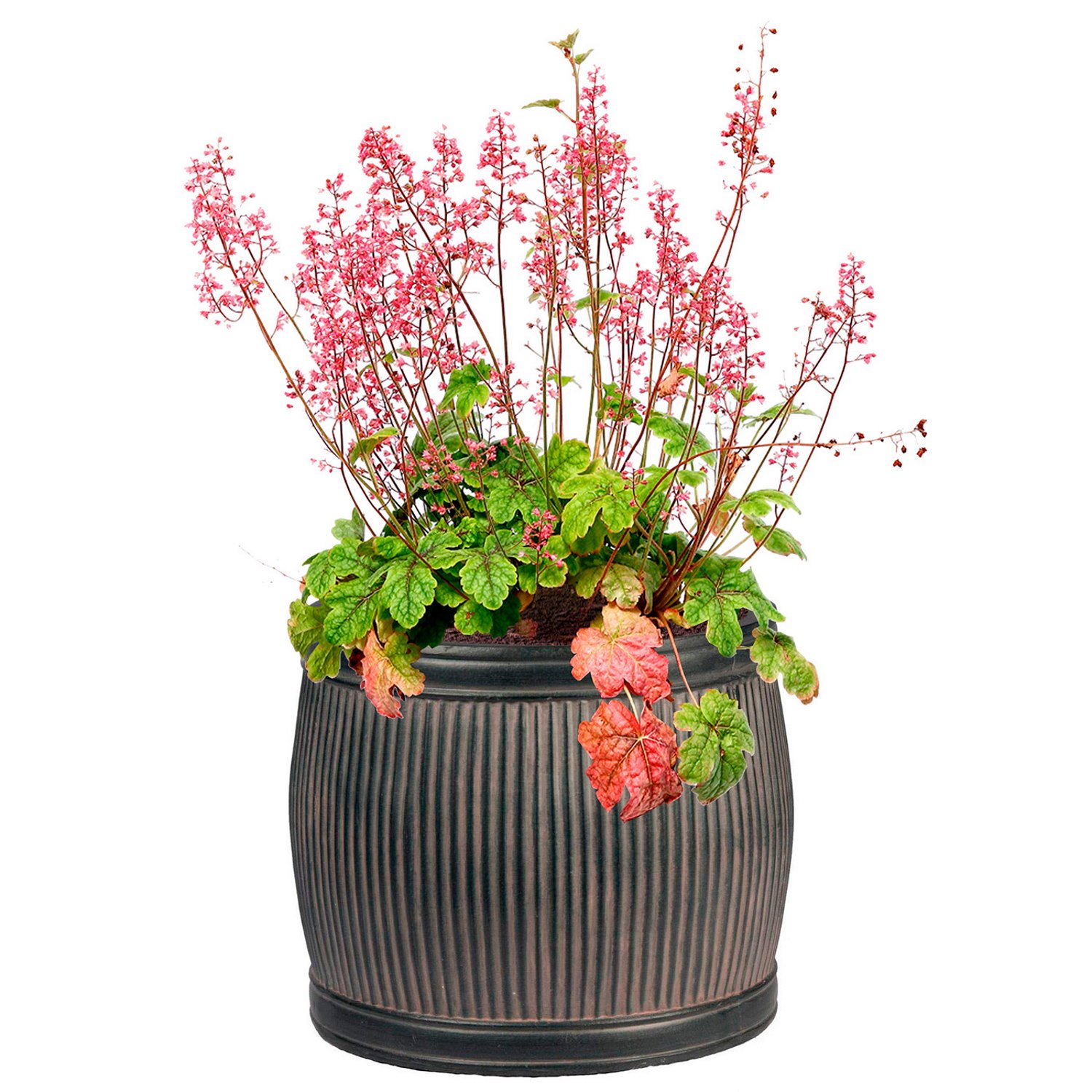 IDEALIST Lite Vertical Ribbed Vintage Style Barrel Round Planter