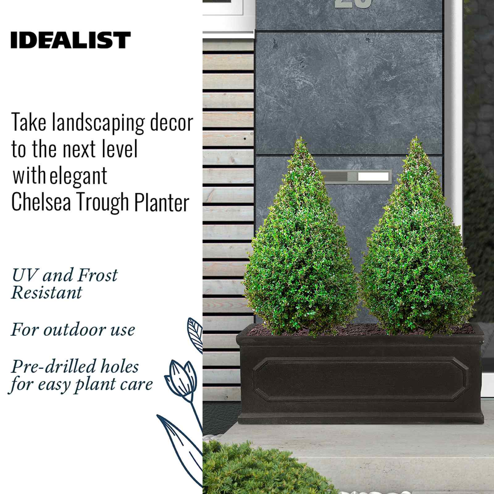 IDEALIST Lite Faux Lead Chelsea Light Concrete Through Planter