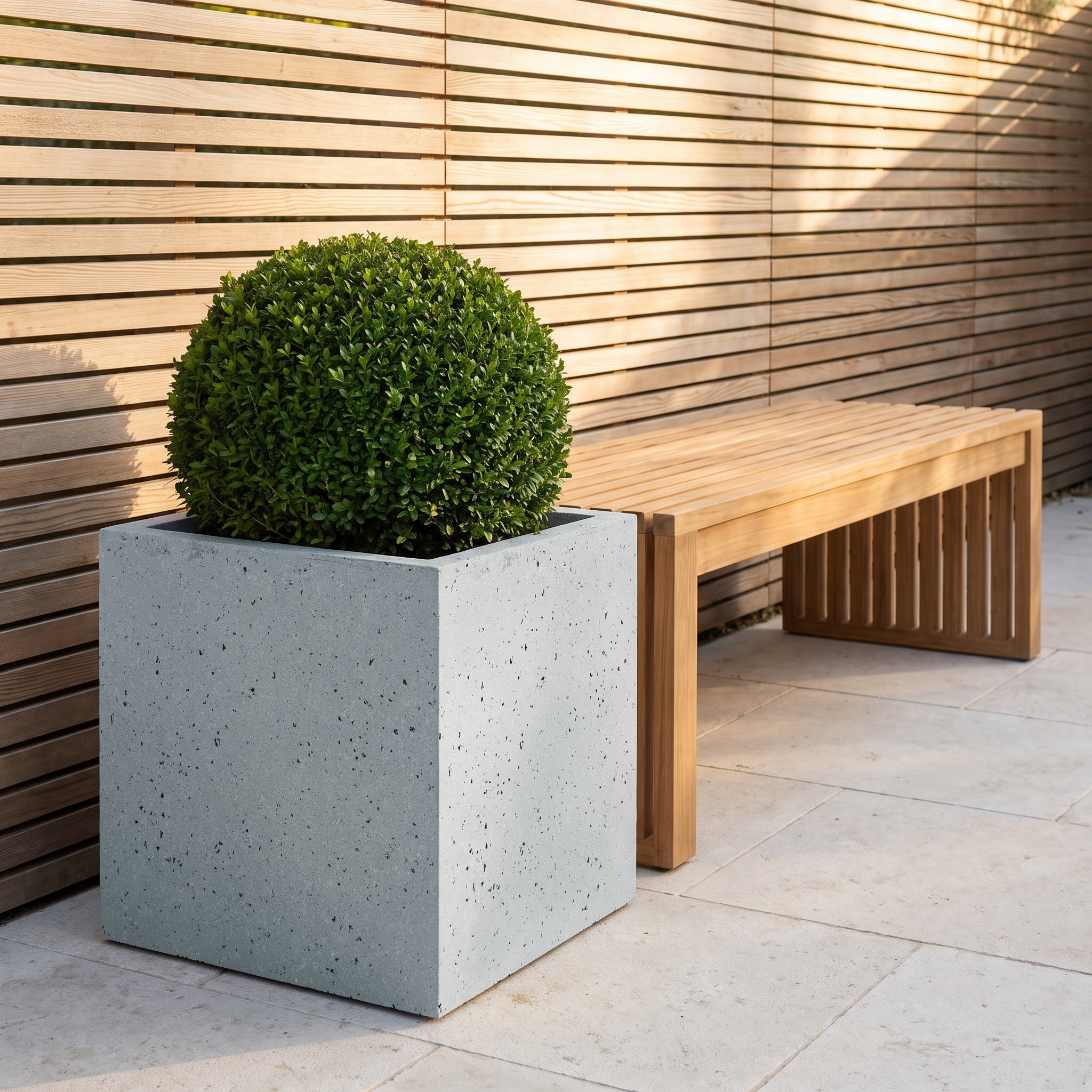 IDEALIST Lite Square Box Contemporary Marble Light Concrete Planter