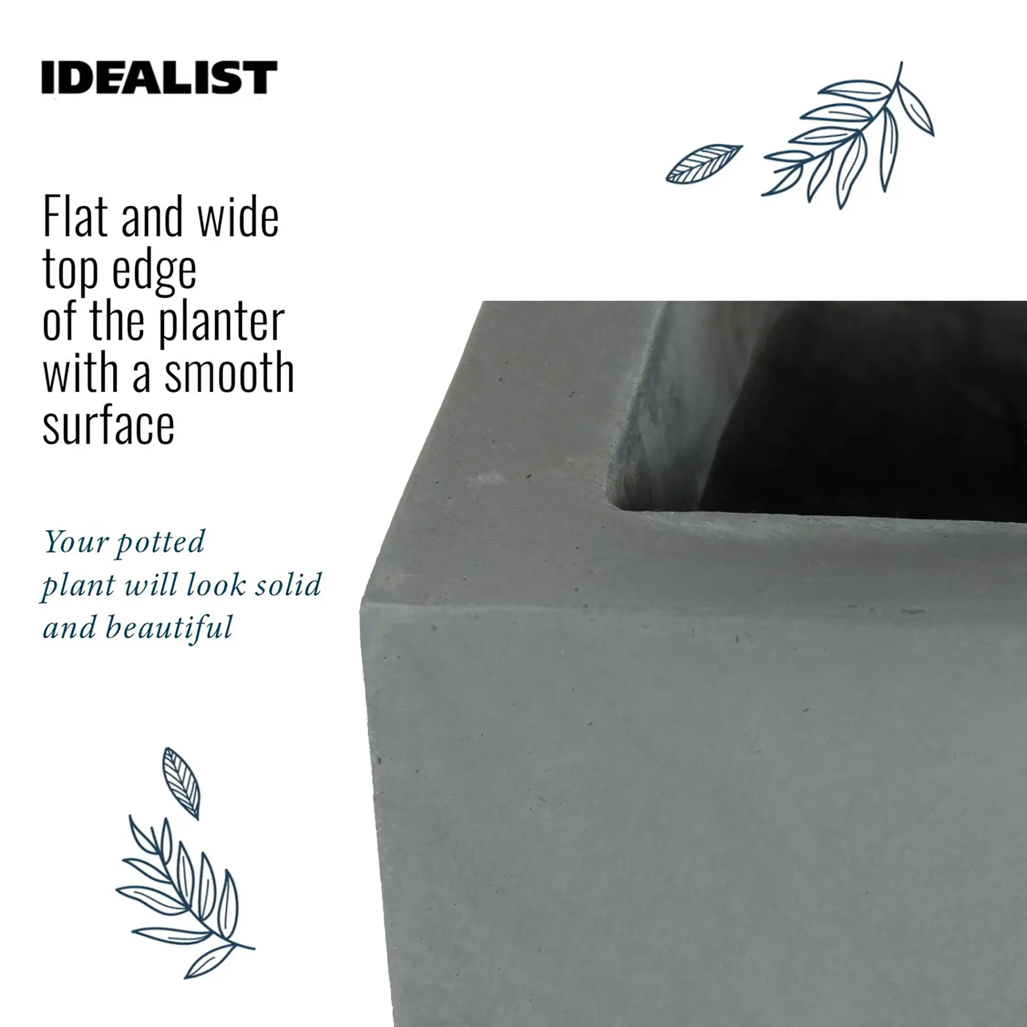 IDEALIST Lite Square Box Contemporary Light Concrete Planter
