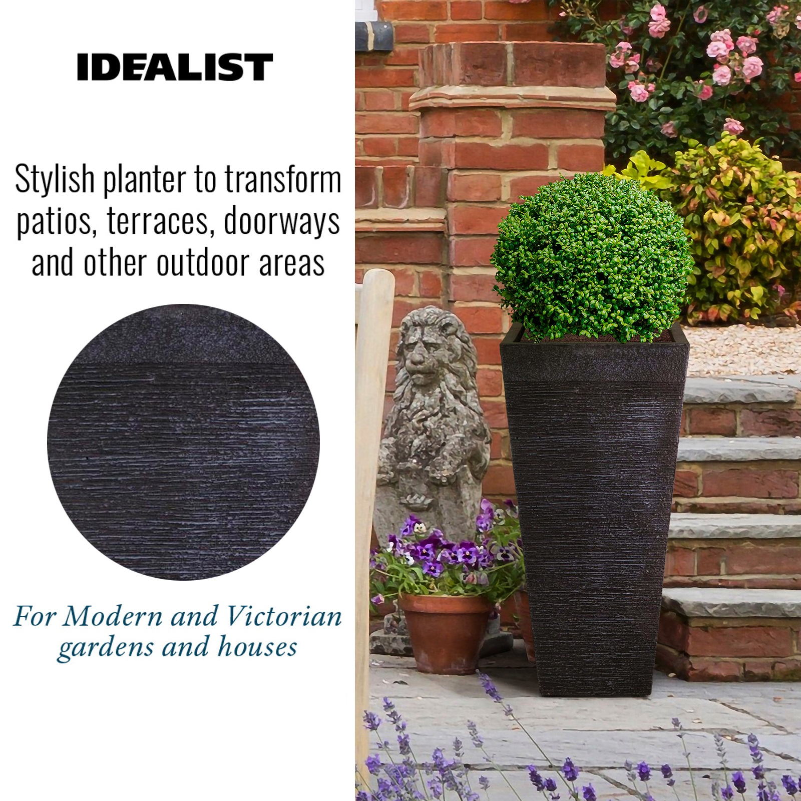 IDEALIST Lite Ribbed Light Concrete Tapered Planter