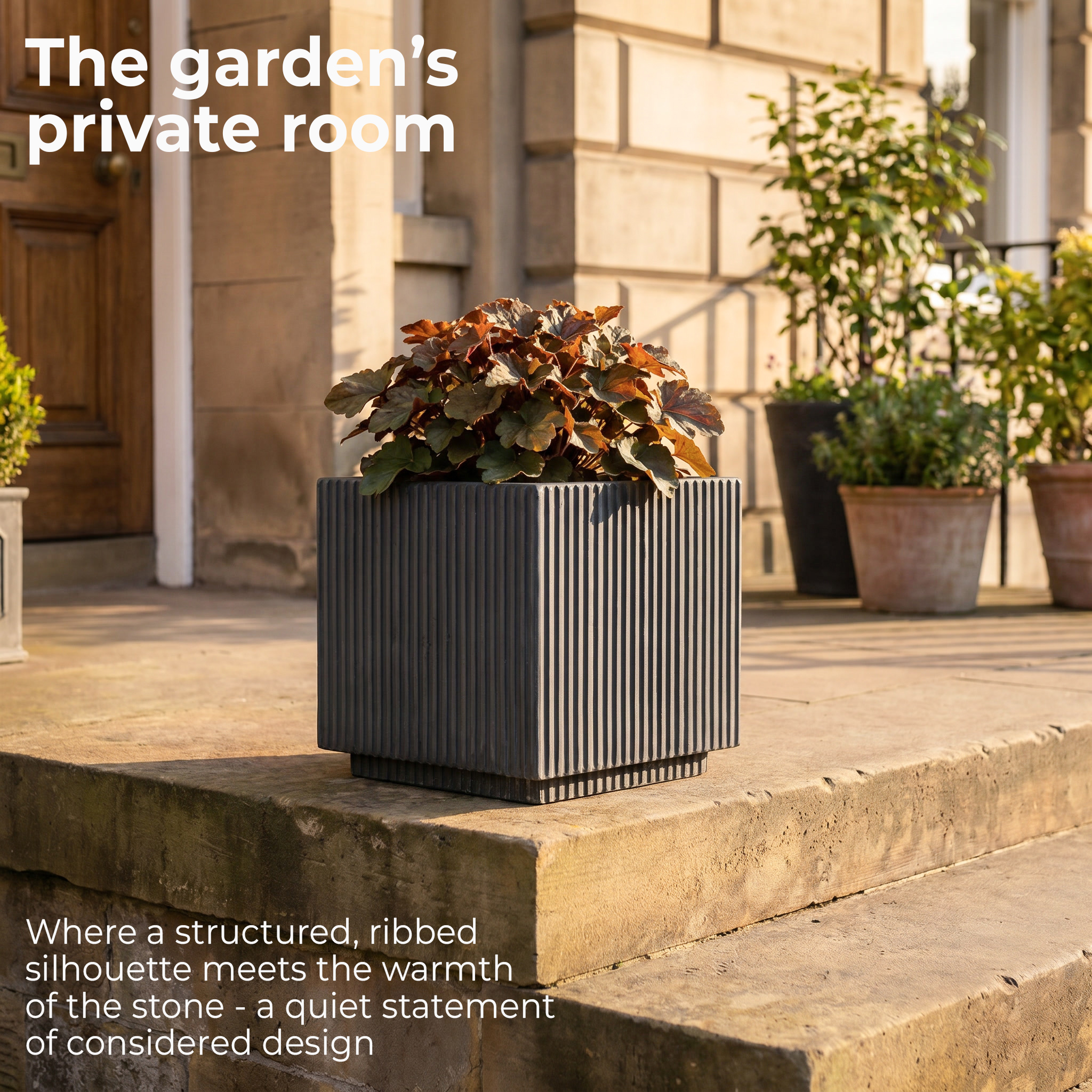 IDEALIST Lite Vertical Ribbed Square Effect Outdoor Planter