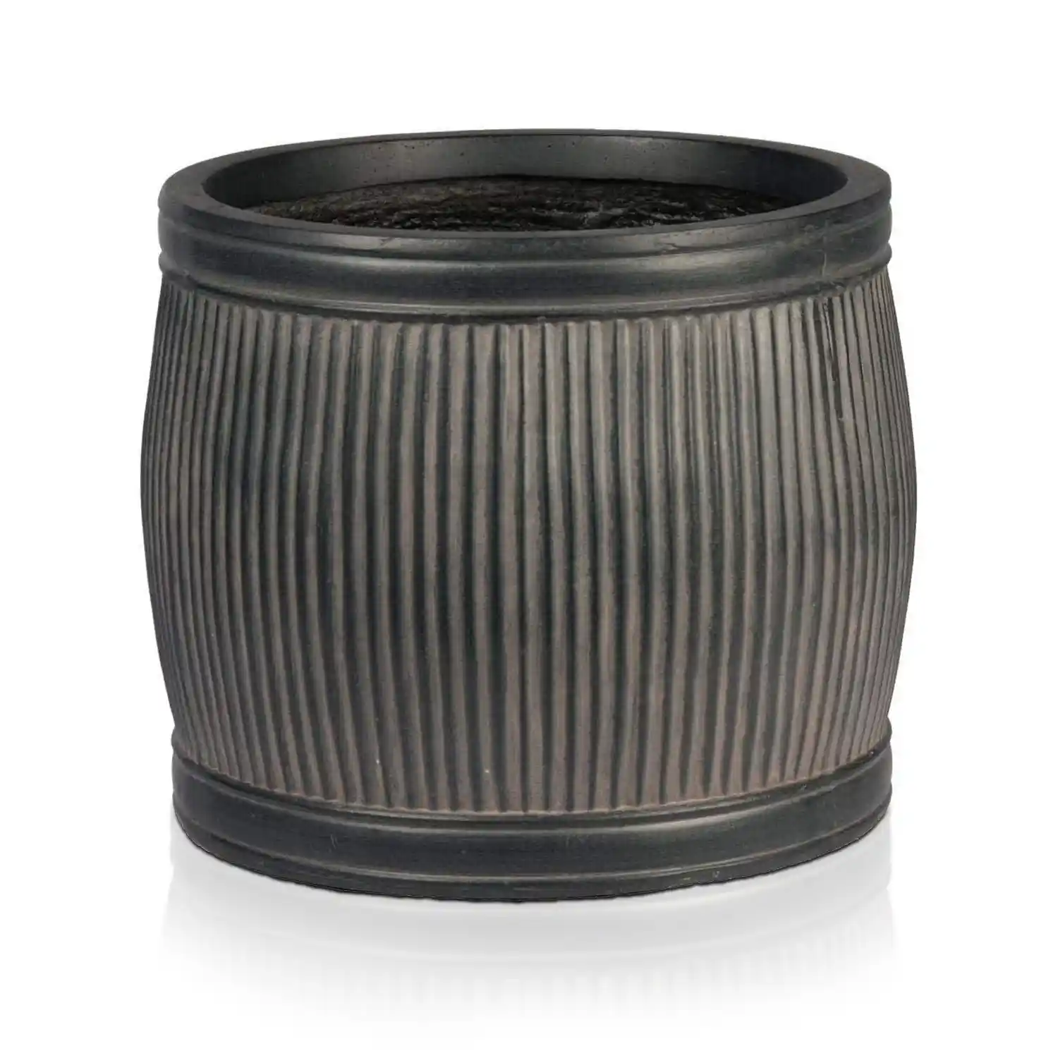 IDEALIST Lite Vertical Ribbed Vintage Style Barrel Round Planter