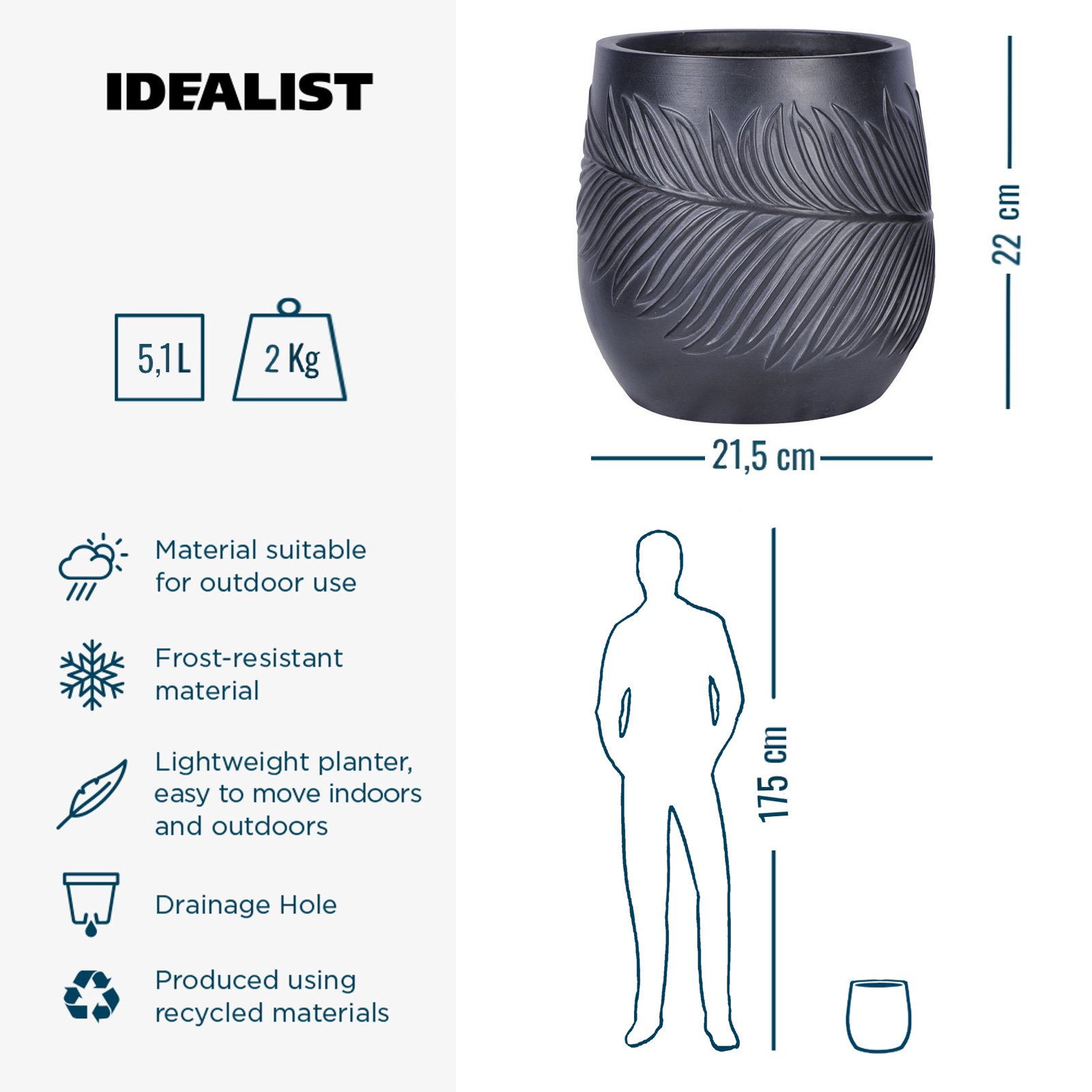 IDEALIST Lite Leaf Embossed Egg Planter