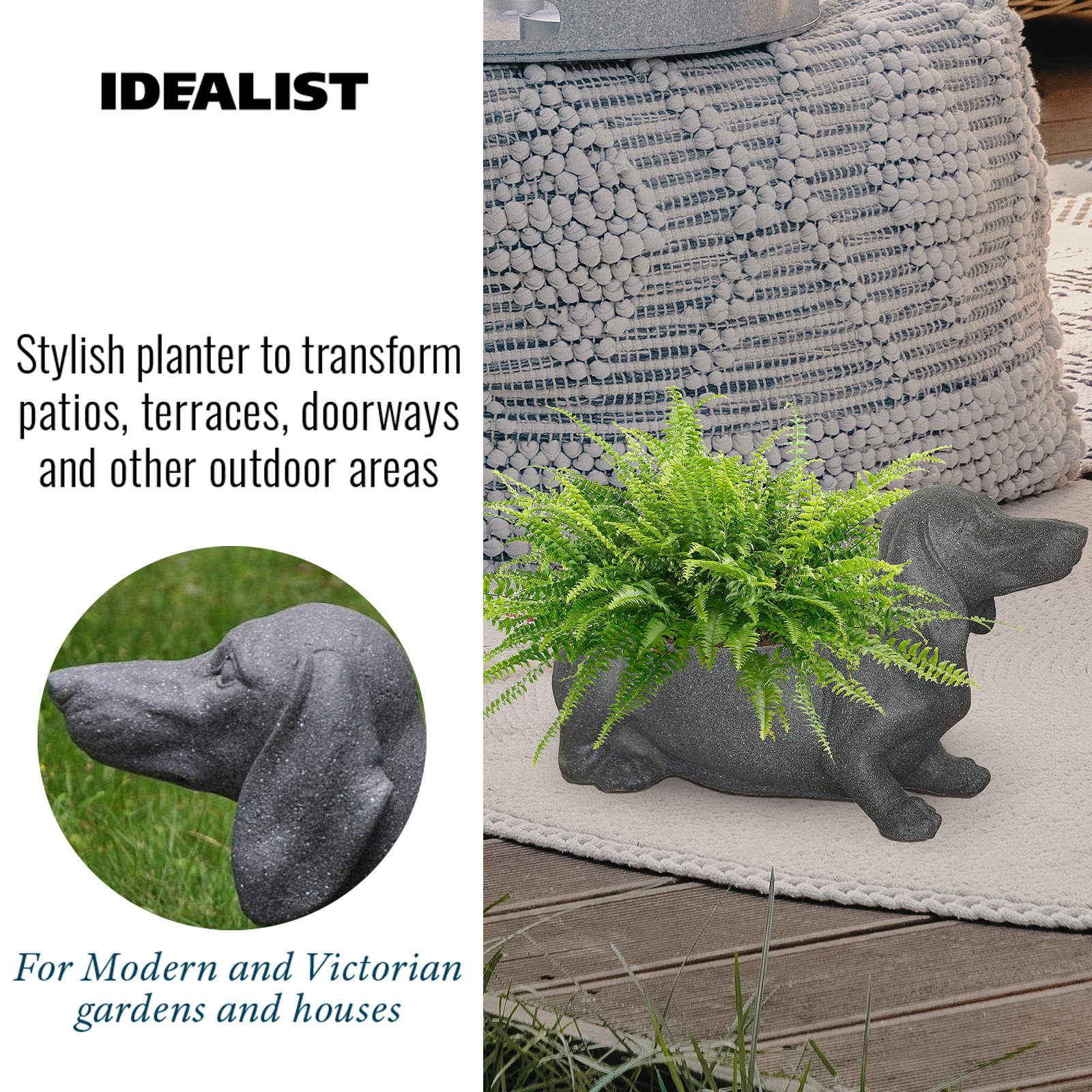 IDEALIST Lite Dog Oval Plant Pot Outdoor