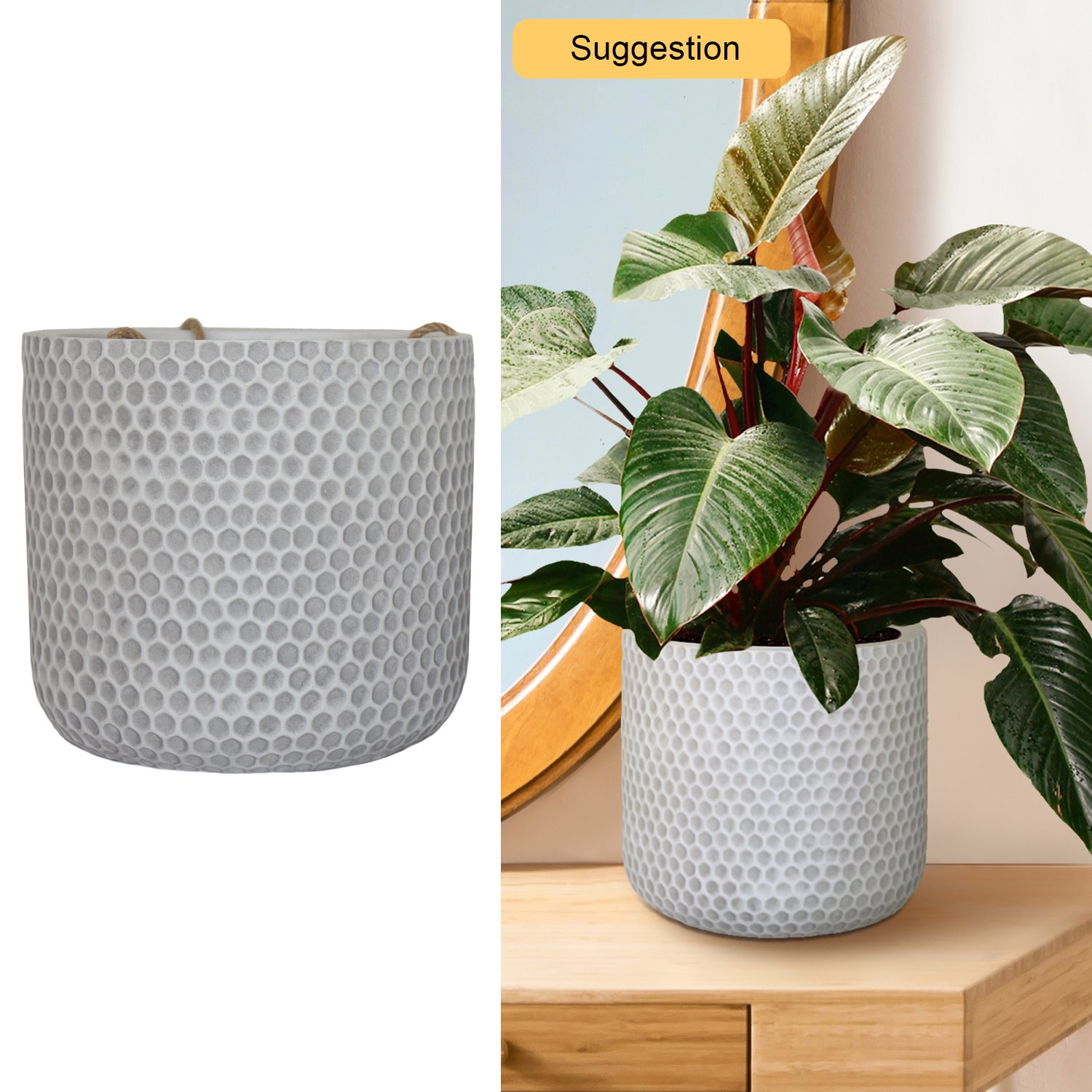 IDEALIST Lite Honeycomb Style Table and Hanging Cylinder Round Plant Pot Dual Use Indoor Planter