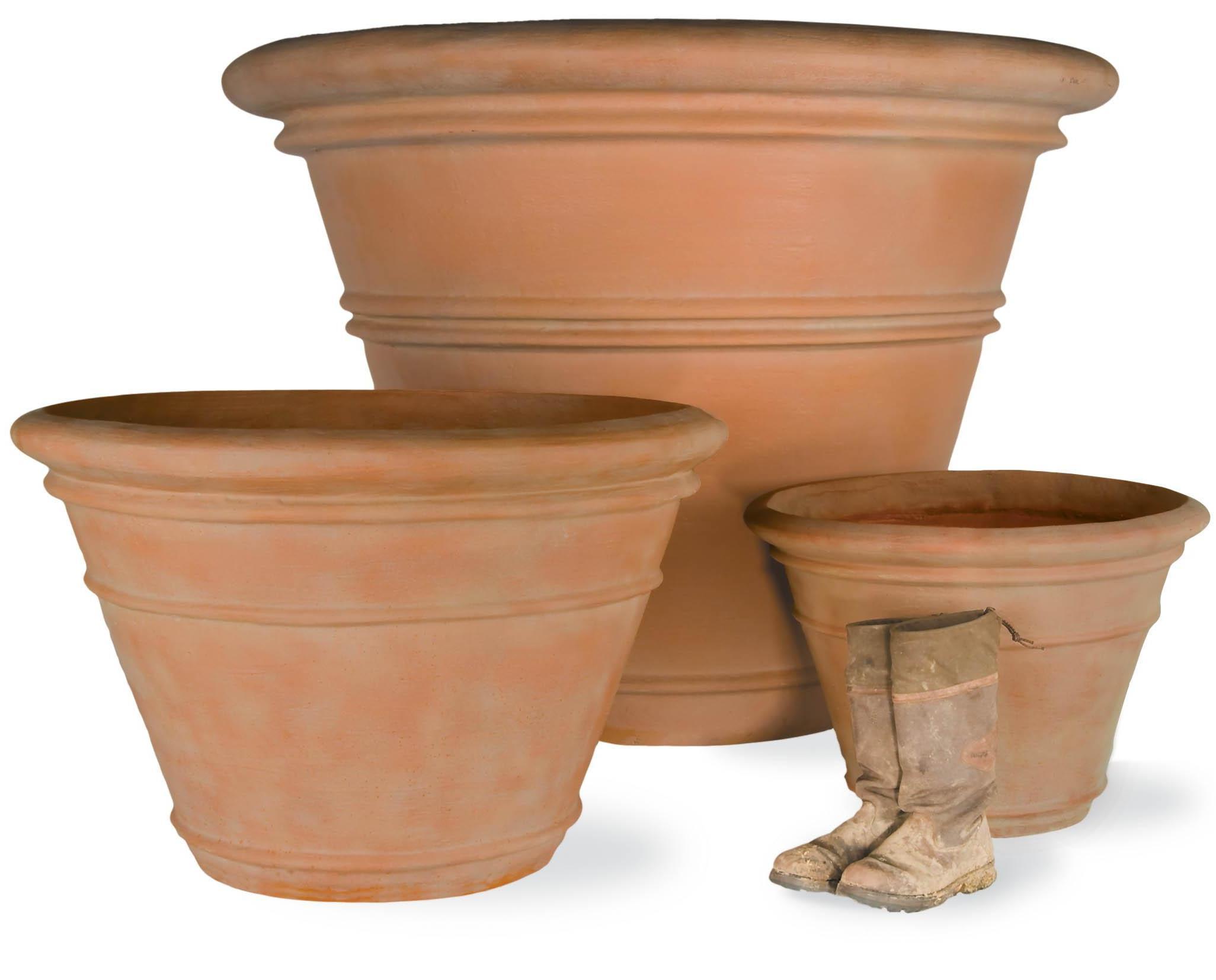 Large Pot Fiberglass Round Tall Terracotta Planter In/Out