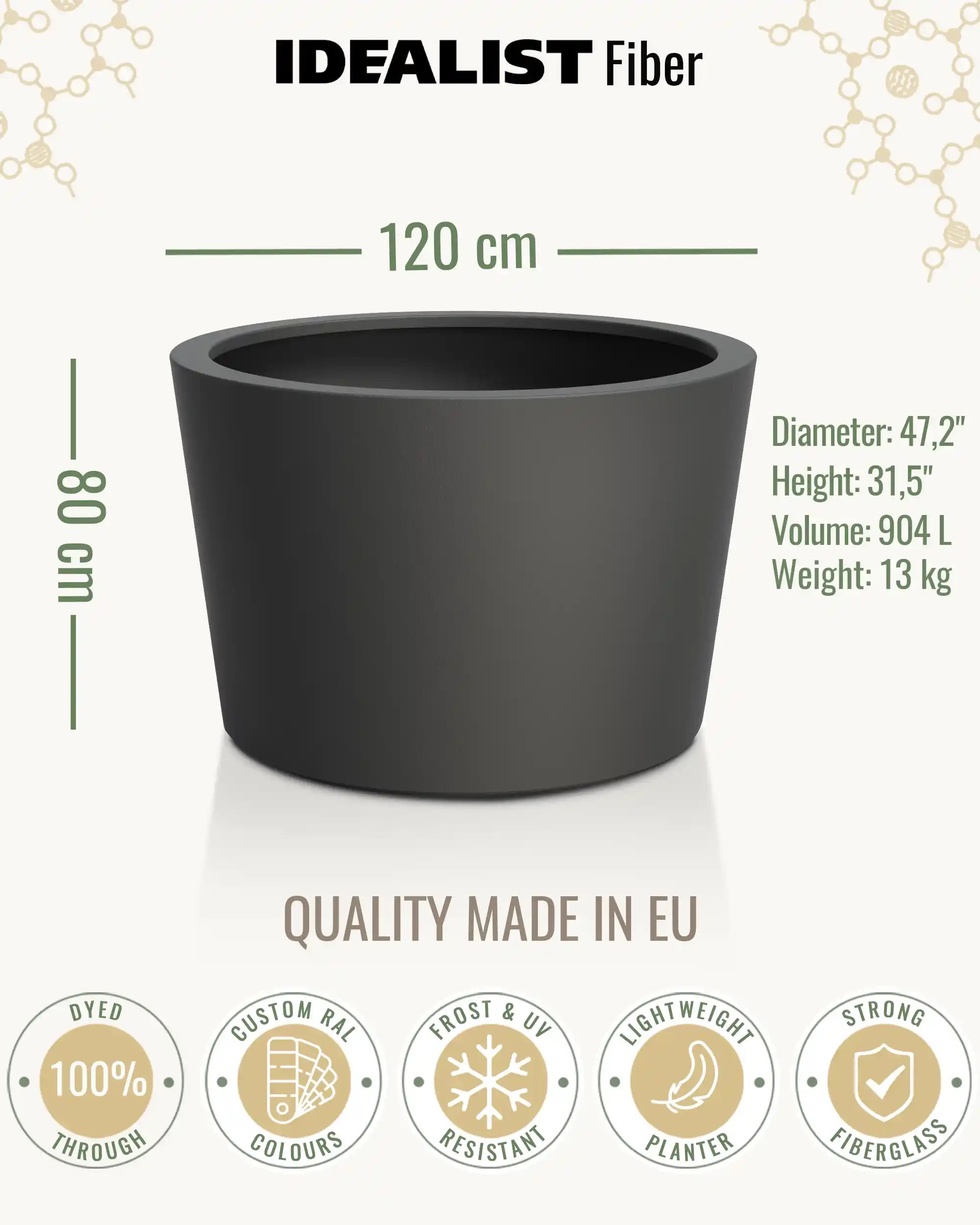 HALO Tapered Round Outdoor Fiberglass Planter