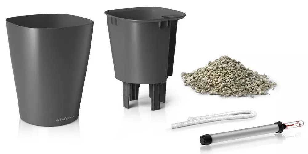 LECHUZA DELTINI|MINI-DELTINI Round Poly Resin Indoor Self-watering Planter