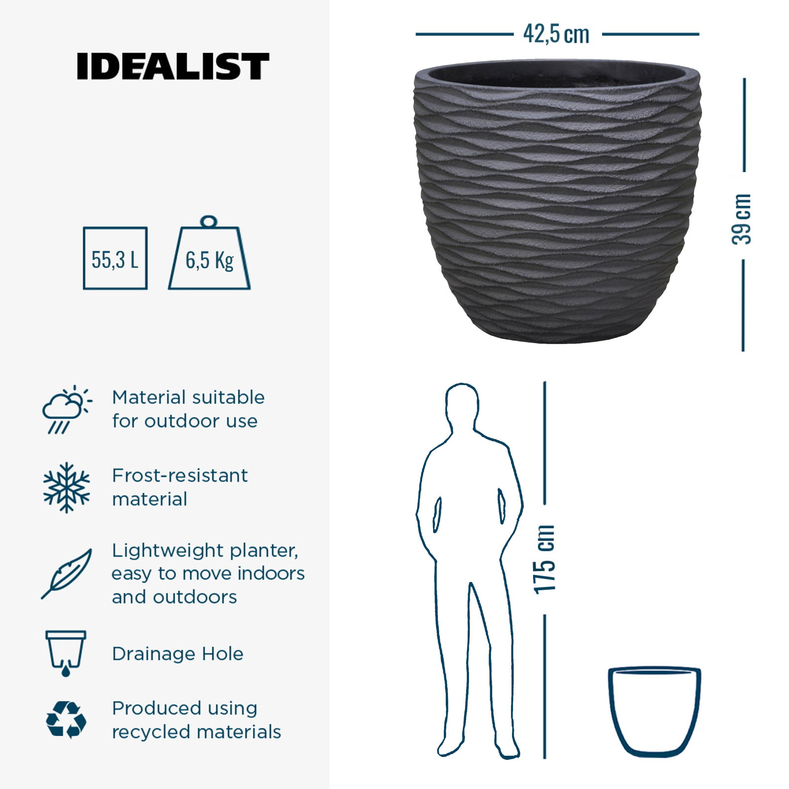 IDEALIST Lite Wave Style Outdoor Egg Planter