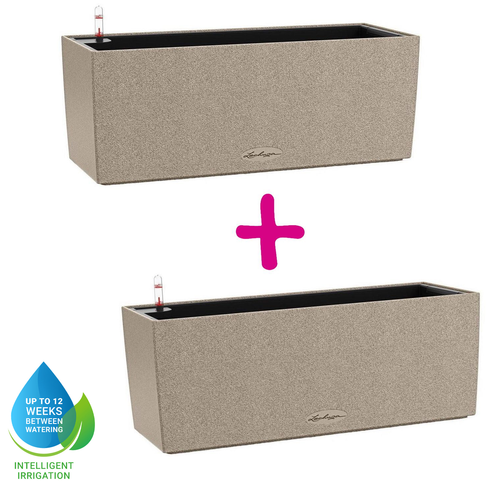 LECHUZA BALCONERA Stone Trough Poly Resin Self-watering Planter Set