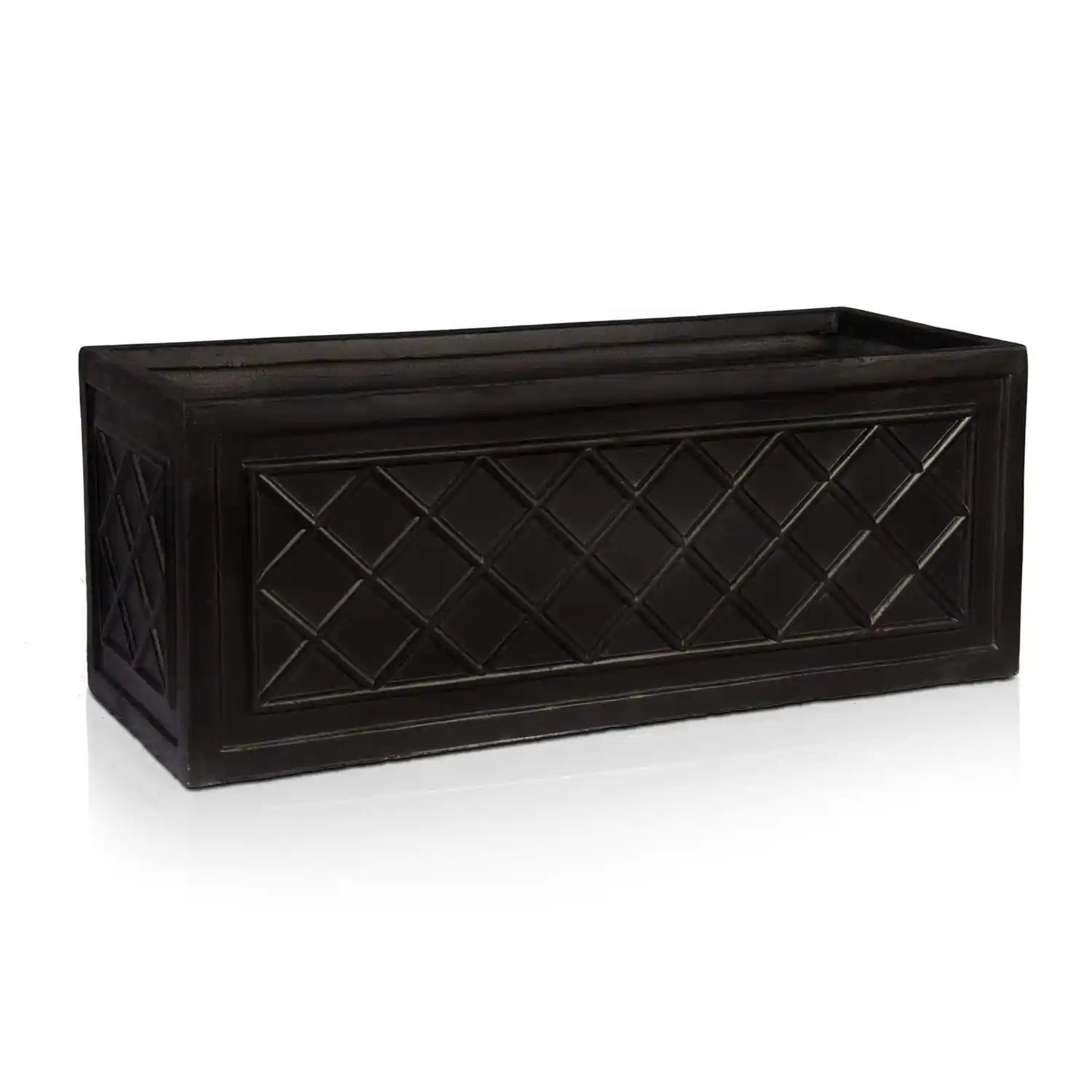 IDEALIST Lite Window Box Faux Lead Lattice Grey Light Stone Planter