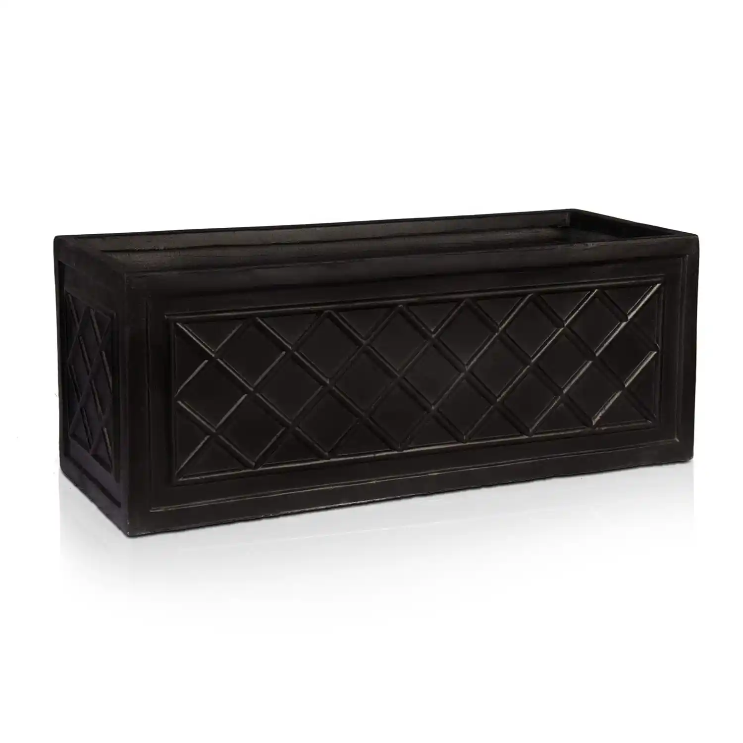 IDEALIST Lite Window Box Faux Lead Lattice Grey Light Stone Planter