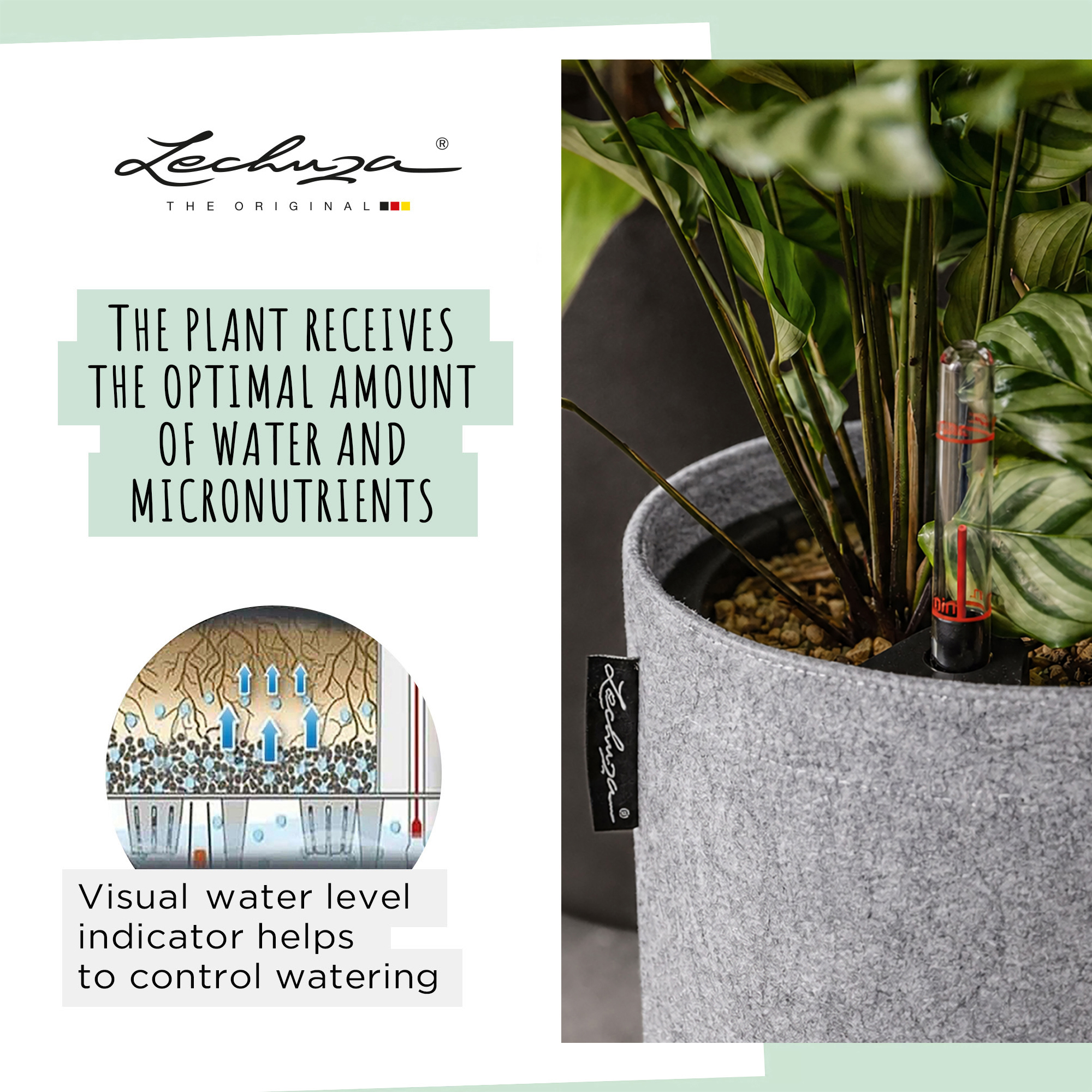 LECHUZA TRENDCOVER Round Self-watering Planter