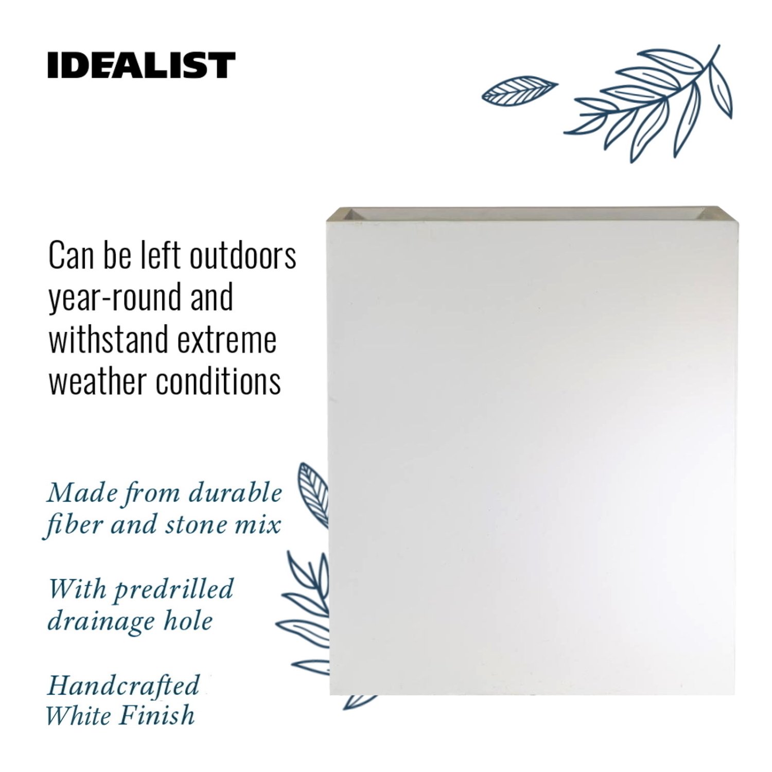 IDEALIST Lite Narrow Contemporary Light Concrete Trough Planter