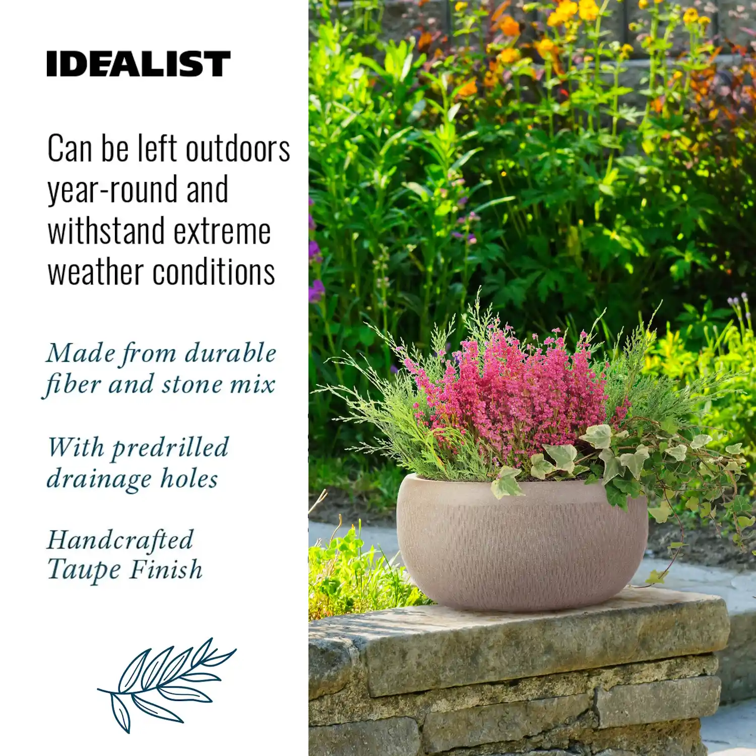 IDEALIST Lite Mesh Style Bowl Planter Outdoor Plant Pot