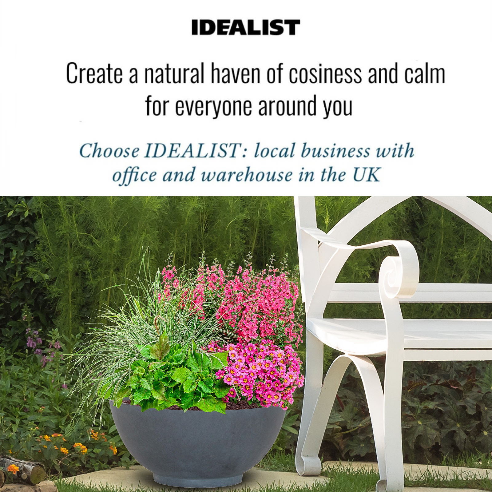 IDEALIST Lite Dish Style Smooth Bowl Outdoor Planter