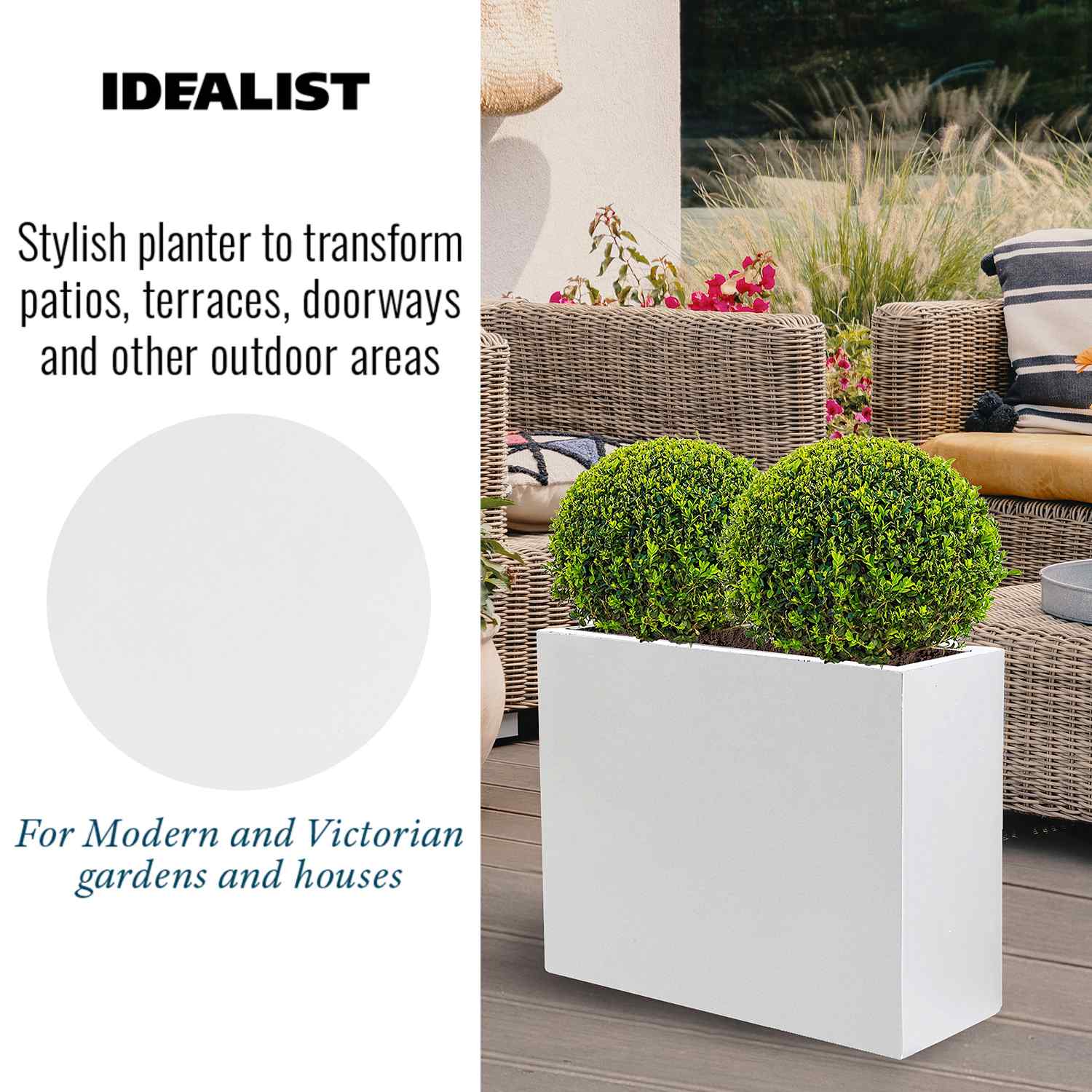 IDEALIST Lite Contemporary Light Concrete Trough Planter