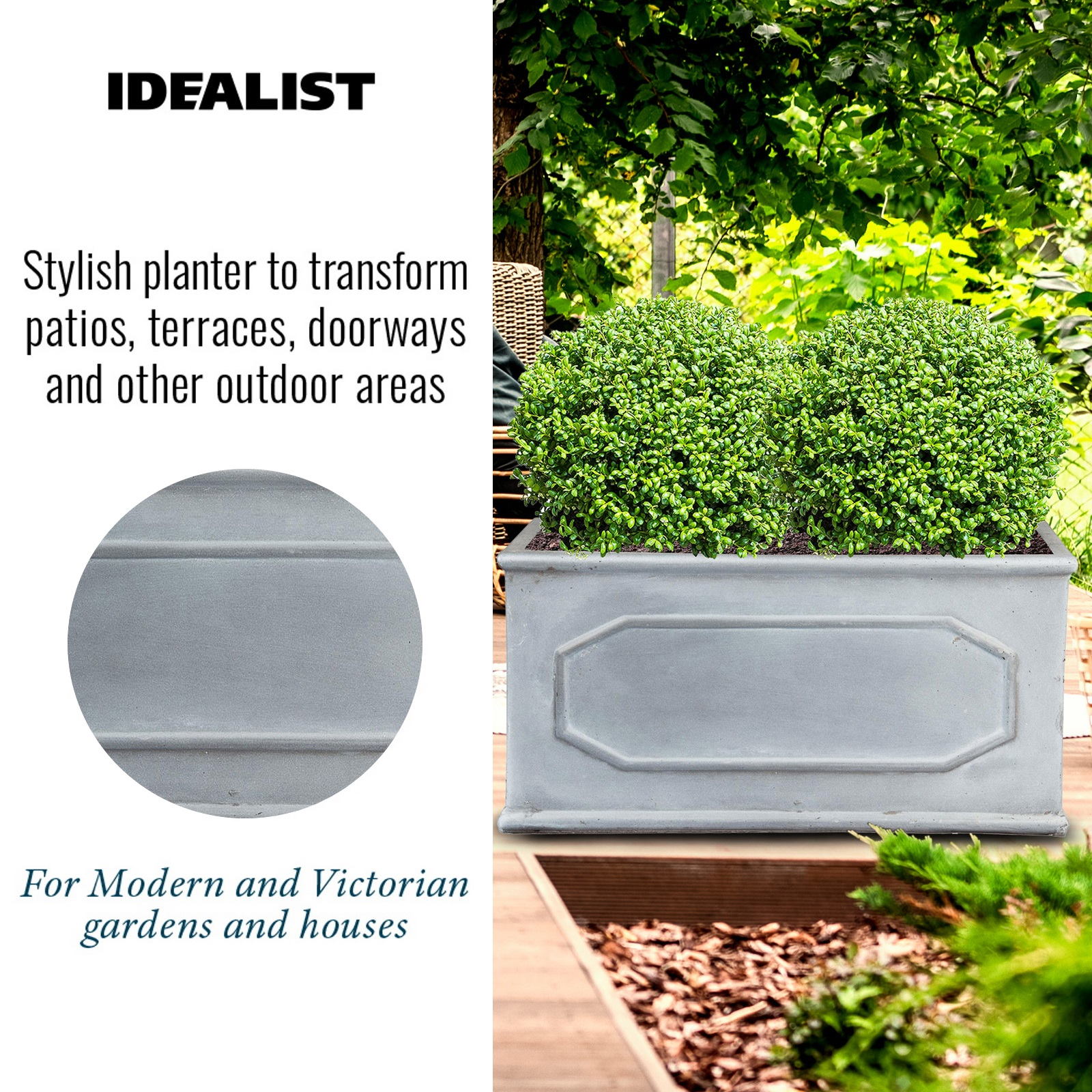IDEALIST Lite Faux Lead Chelsea Light Concrete Through Planter