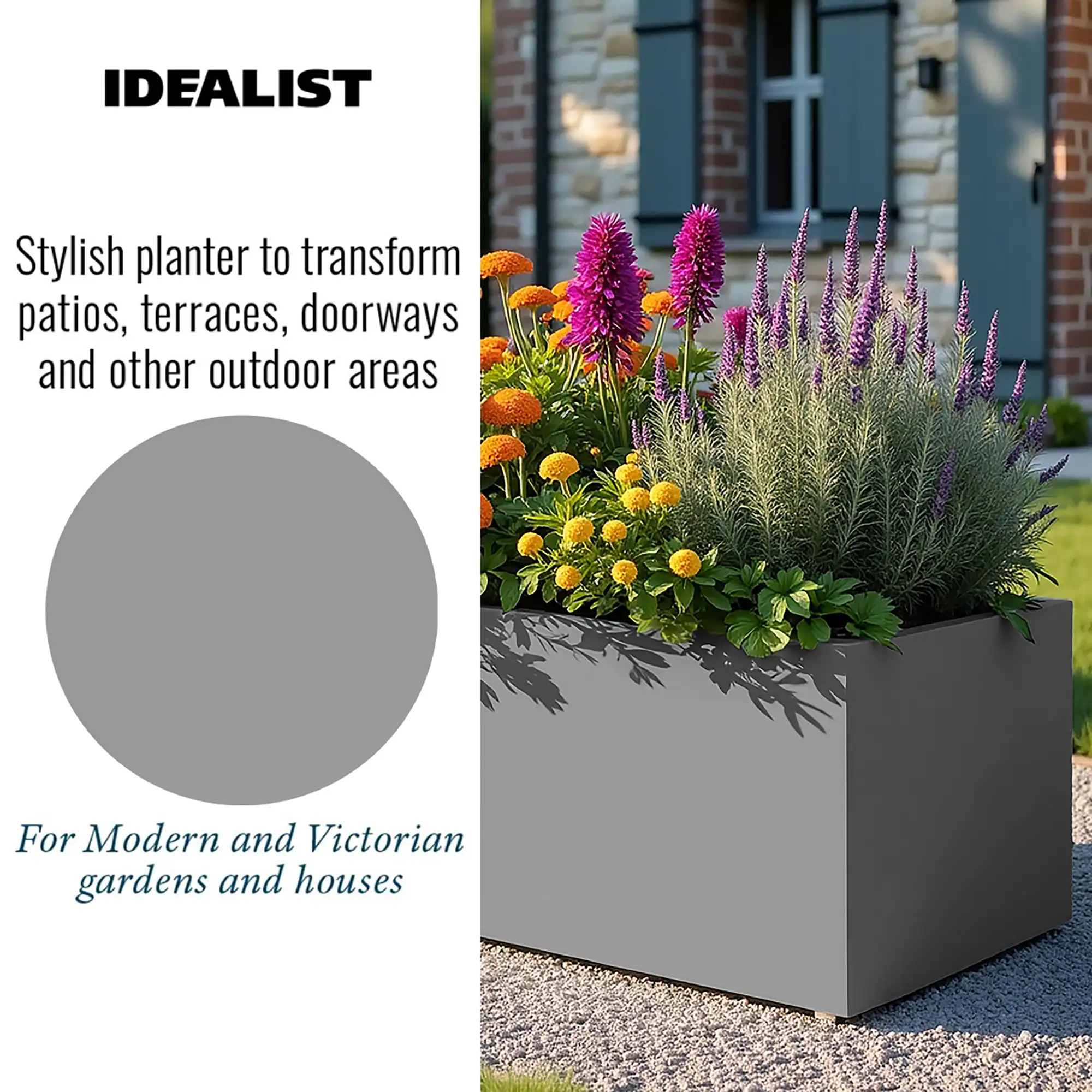 IDEALIST Lite Contemporary Light Concrete Trough Planter