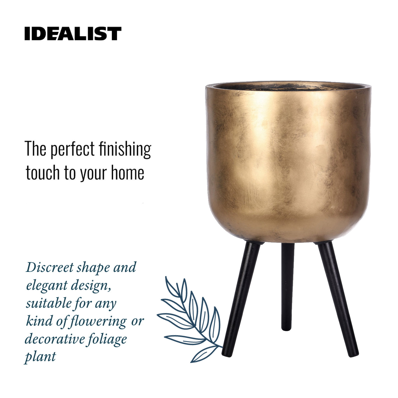 IDEALIST Lite Round Planter on Legs, Round Pot Plant Stand Indoor