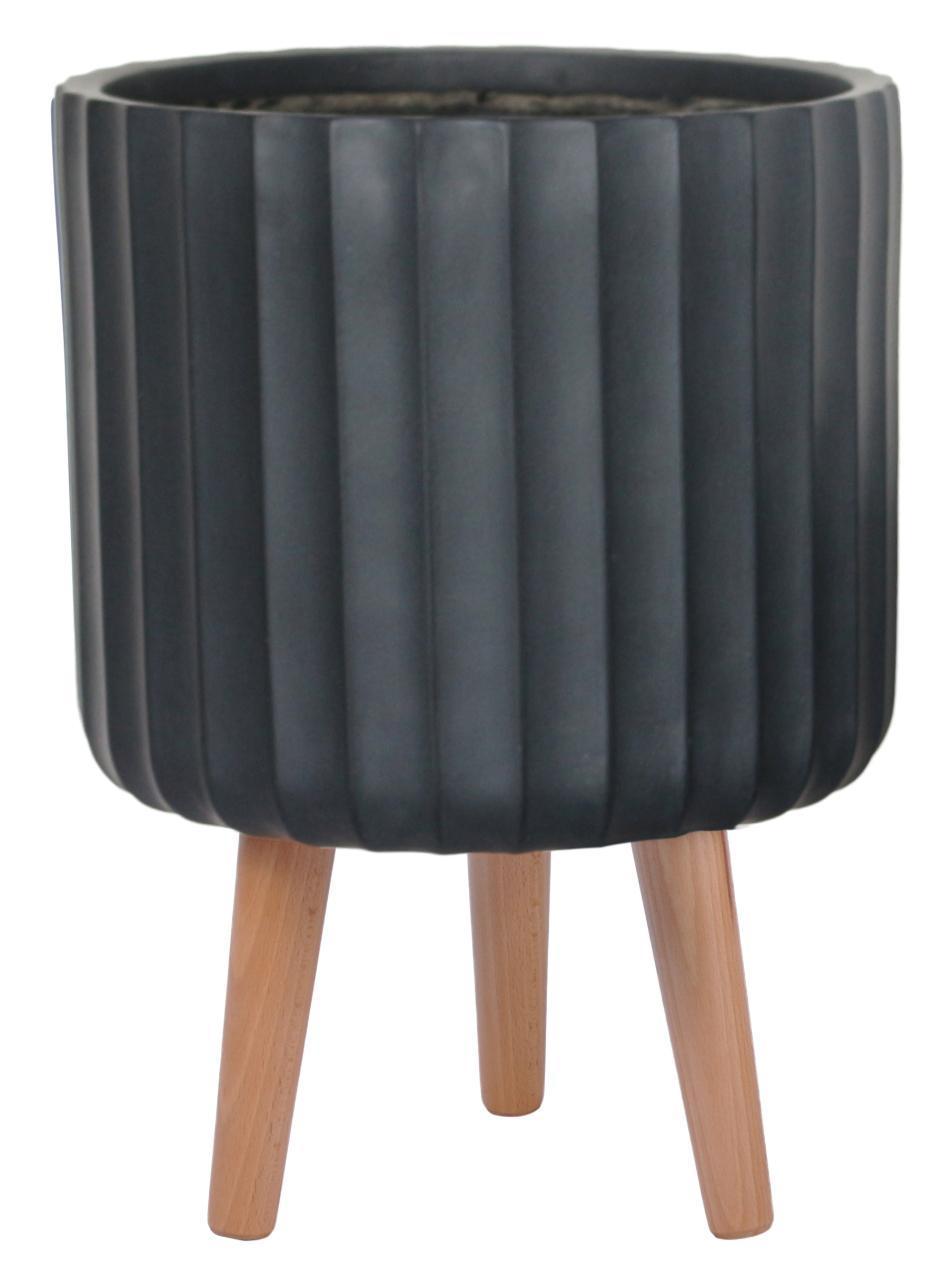 IDEALIST Lite Modern Ribbed Cylinder Planter on Legs, Round Pot Plant Stand Indoor