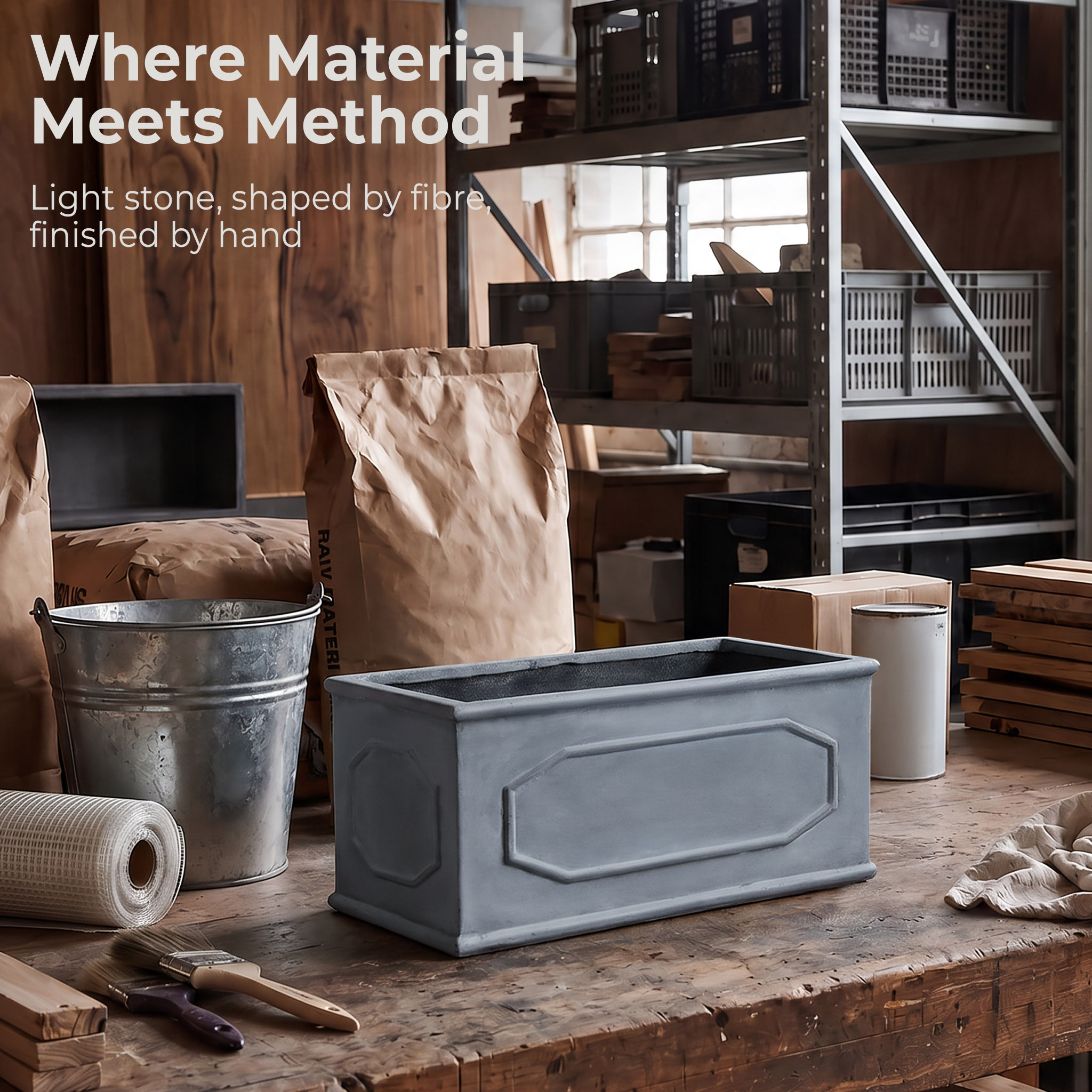 IDEALIST Lite Faux Lead Chelsea Light Concrete Through Planter