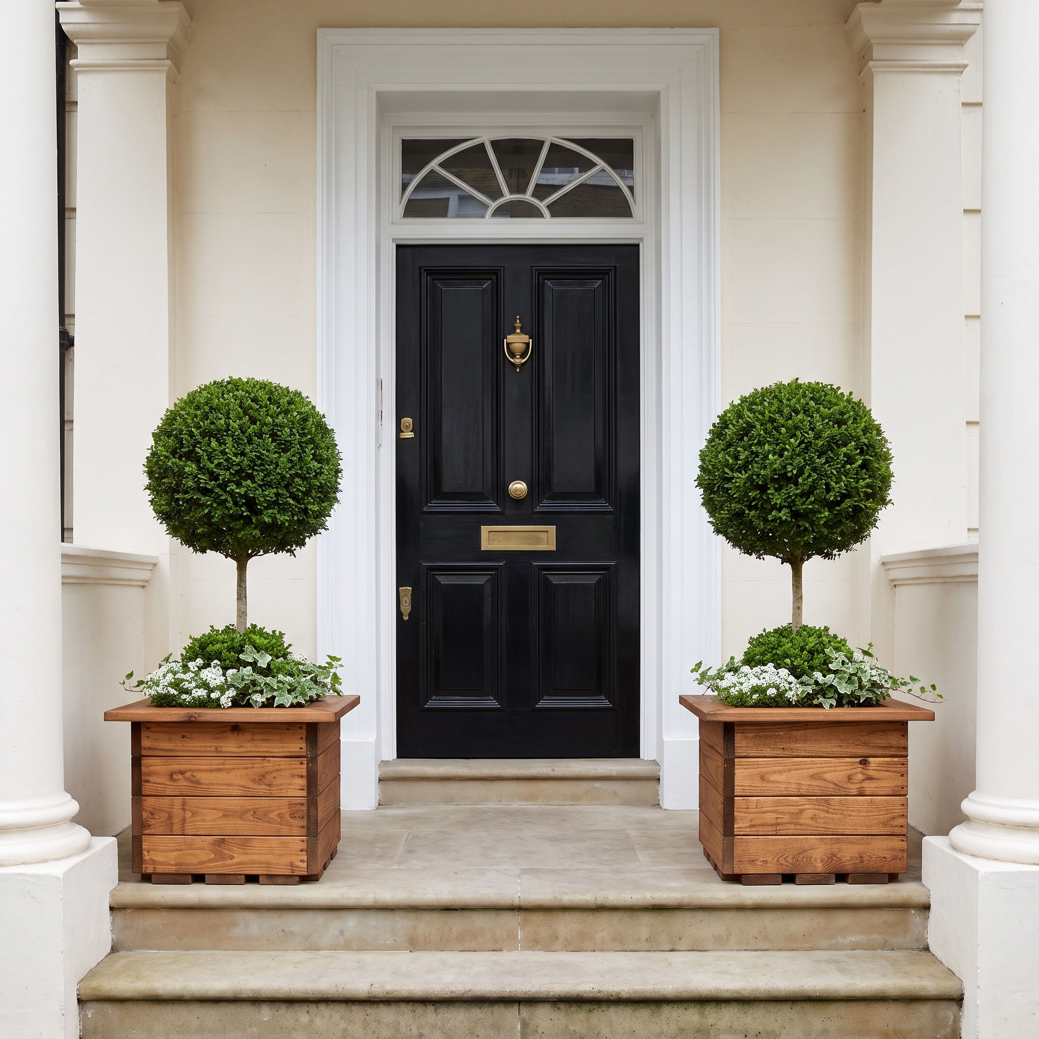 Rustic Scandinavian Redwood Square Outdoor Planter Made in UK by HORTICO