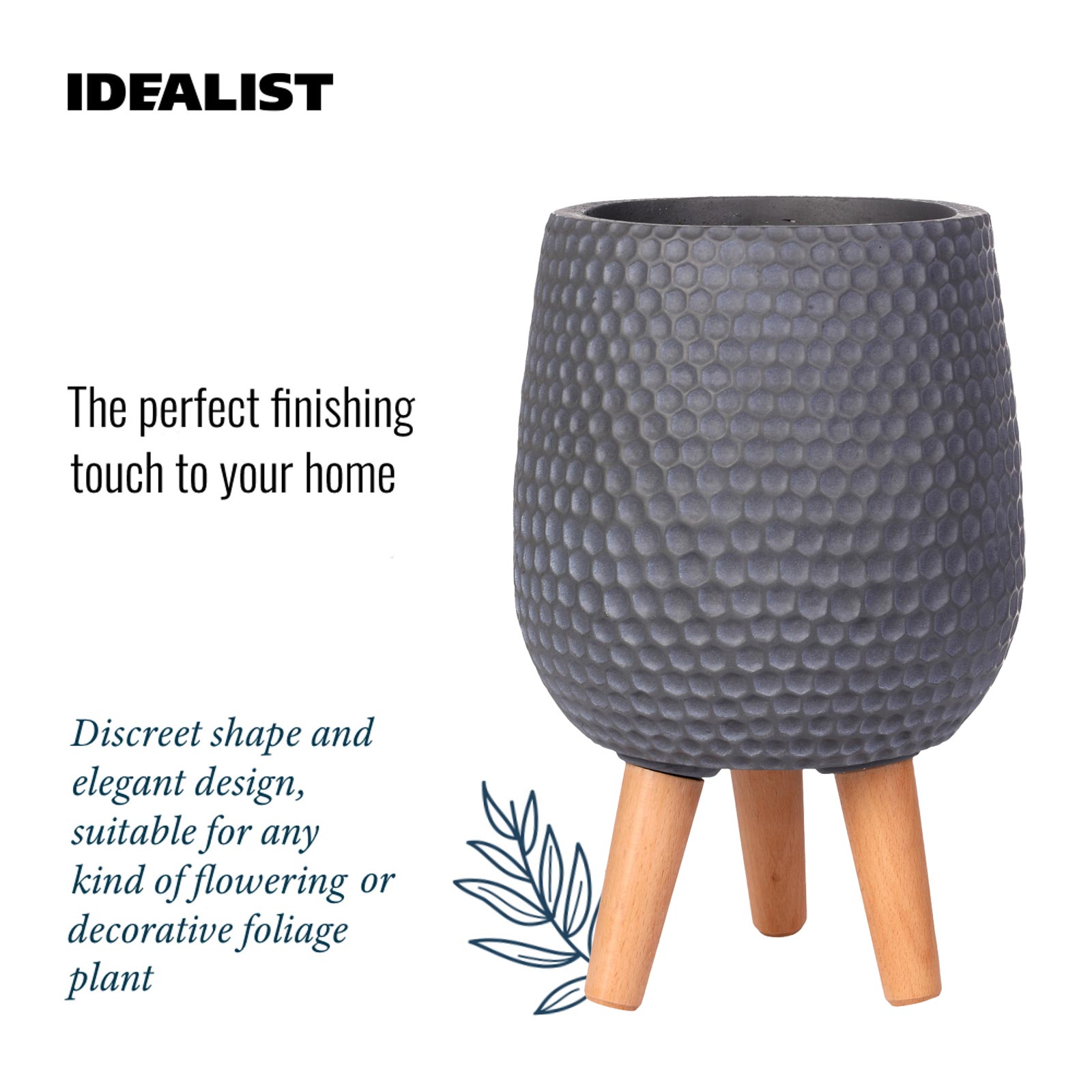 IDEALIST Lite Honeycomb Style Egg Planter on Legs, Round Pot Plant Stand Indoor