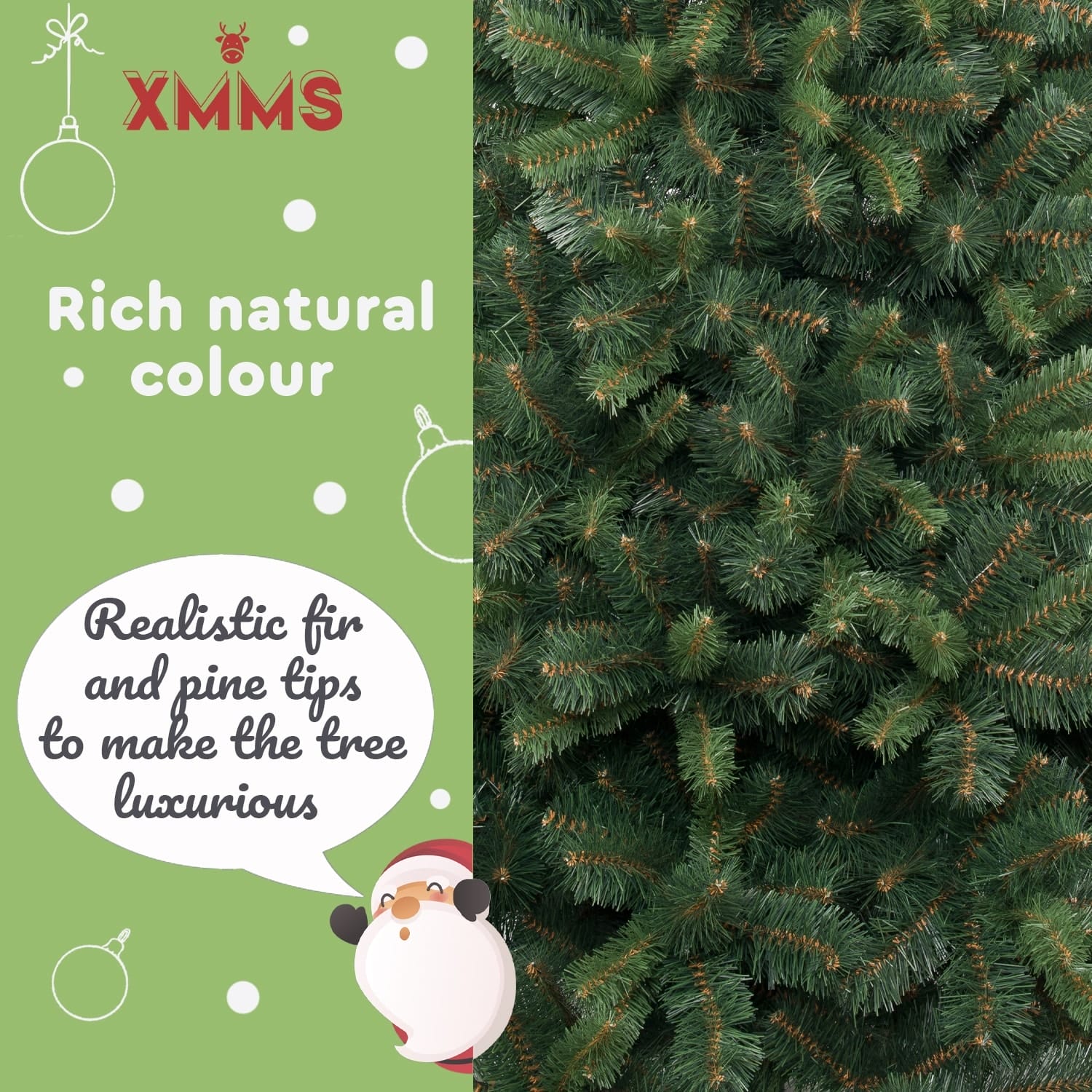 XMMS Birmingham Artificial Christmas Tree with Tree Skirt & Cotton Gloves Mixed Pine and Fir Green N