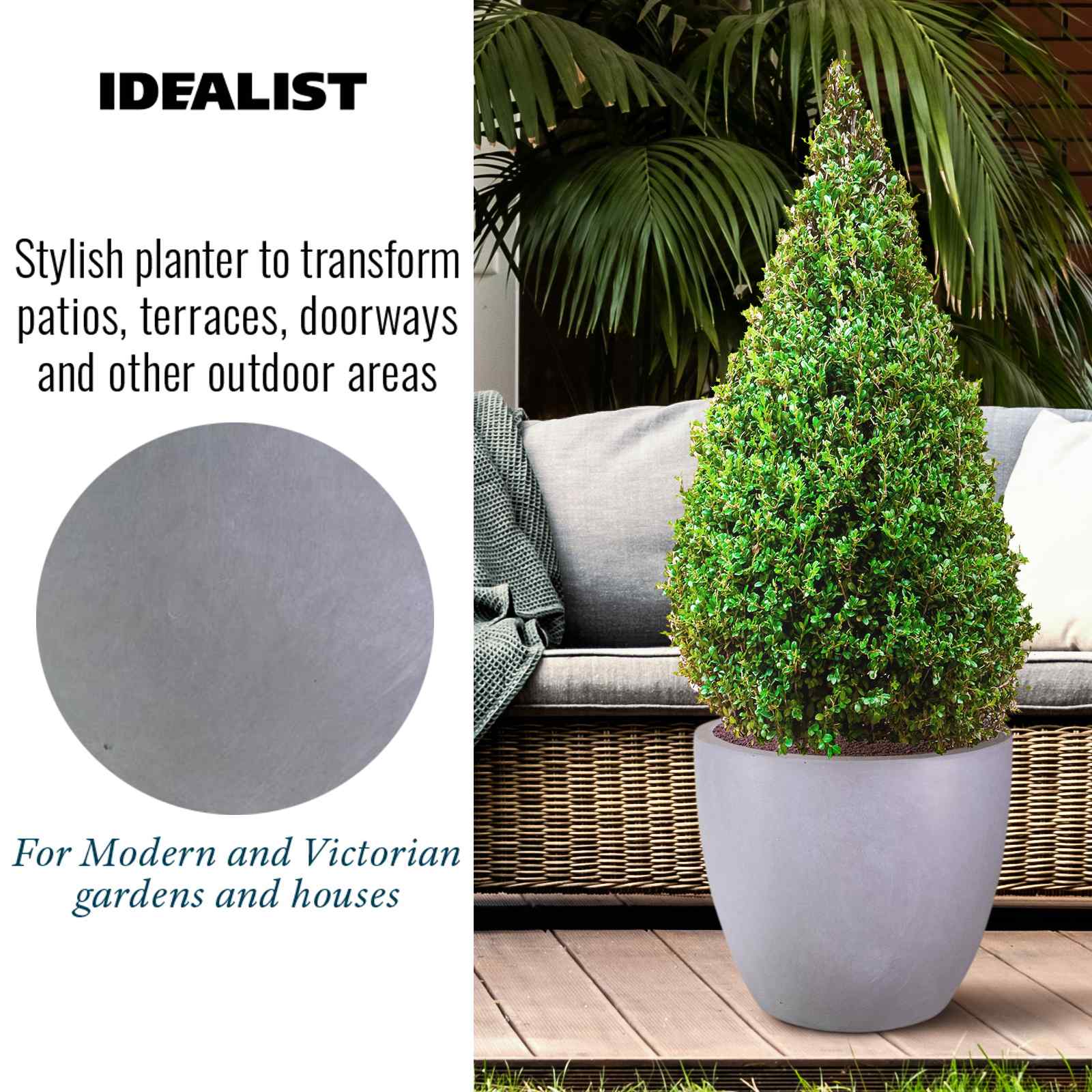 IDEALIST Lite Contemporary Light Concrete Egg Planter