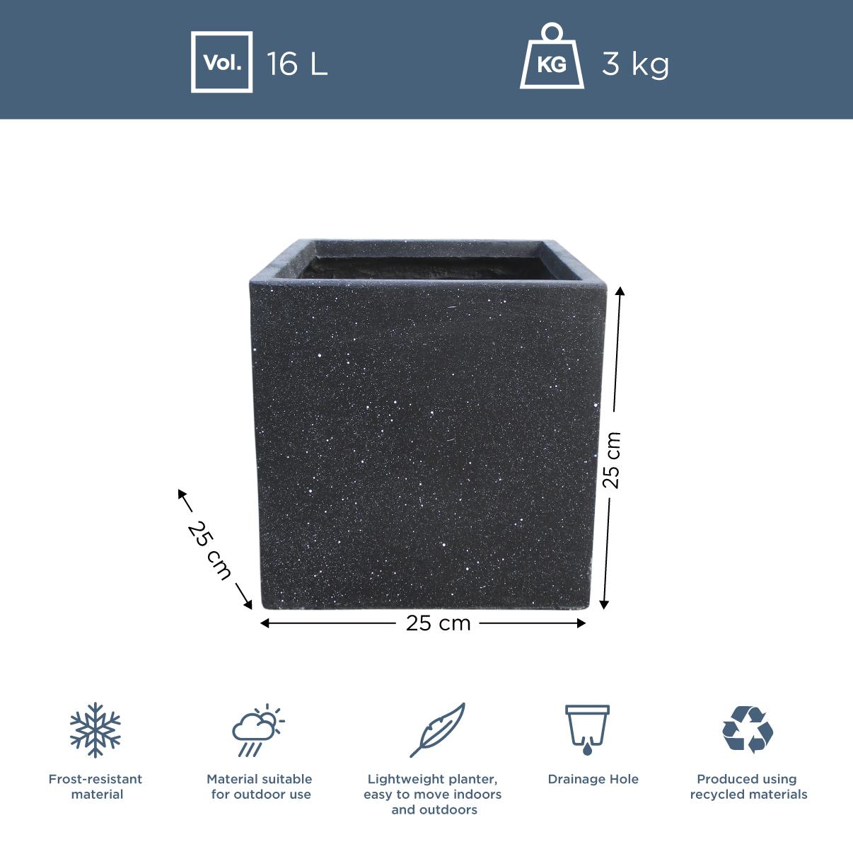 IDEALIST Lite Square Box Contemporary Marble Light Concrete Planter