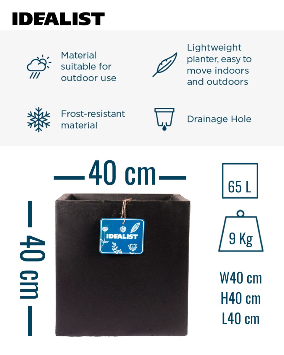 IDEALIST Lite Square Box Contemporary Light Concrete Planter