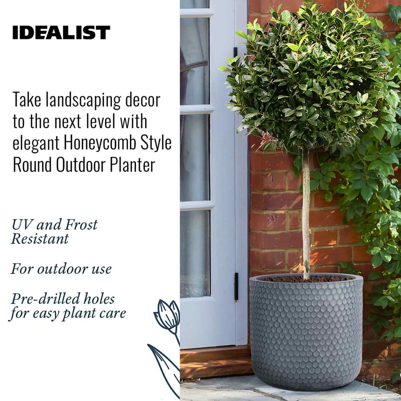 IDEALIST Lite Honeycomb Style Cylinder Round Outdoor Planter