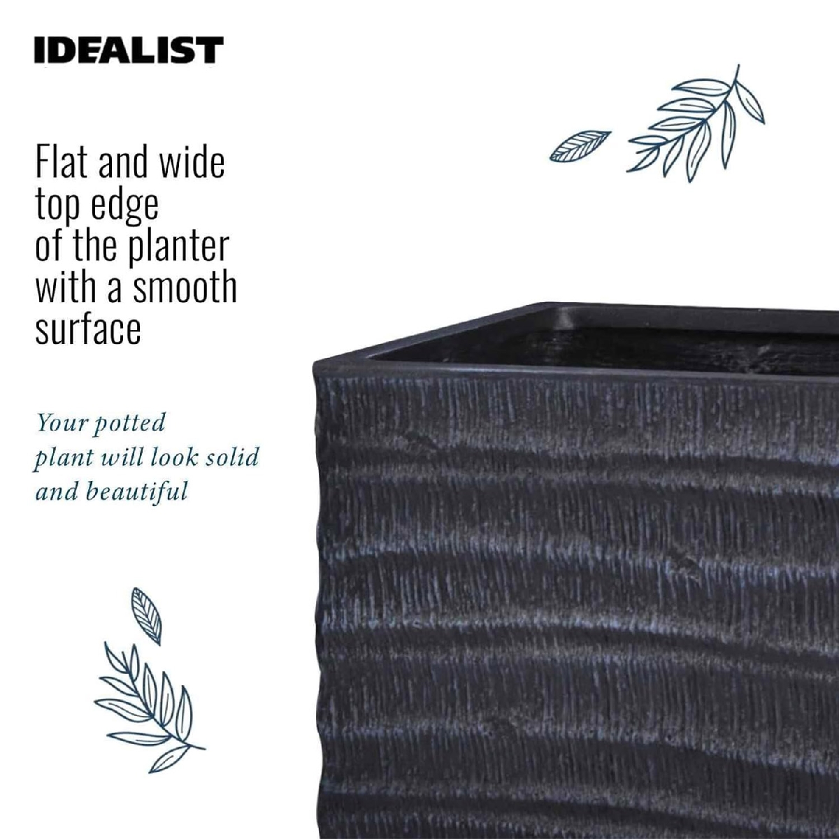 IDEALIST Lite Straw Ribbed Square Outdoor Planter