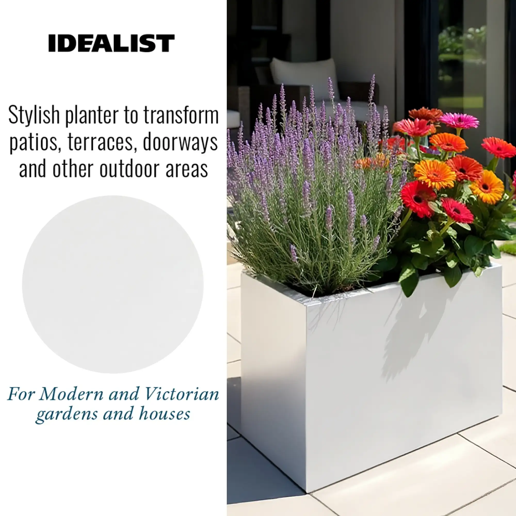 IDEALIST Lite Contemporary Light Concrete Trough Planter