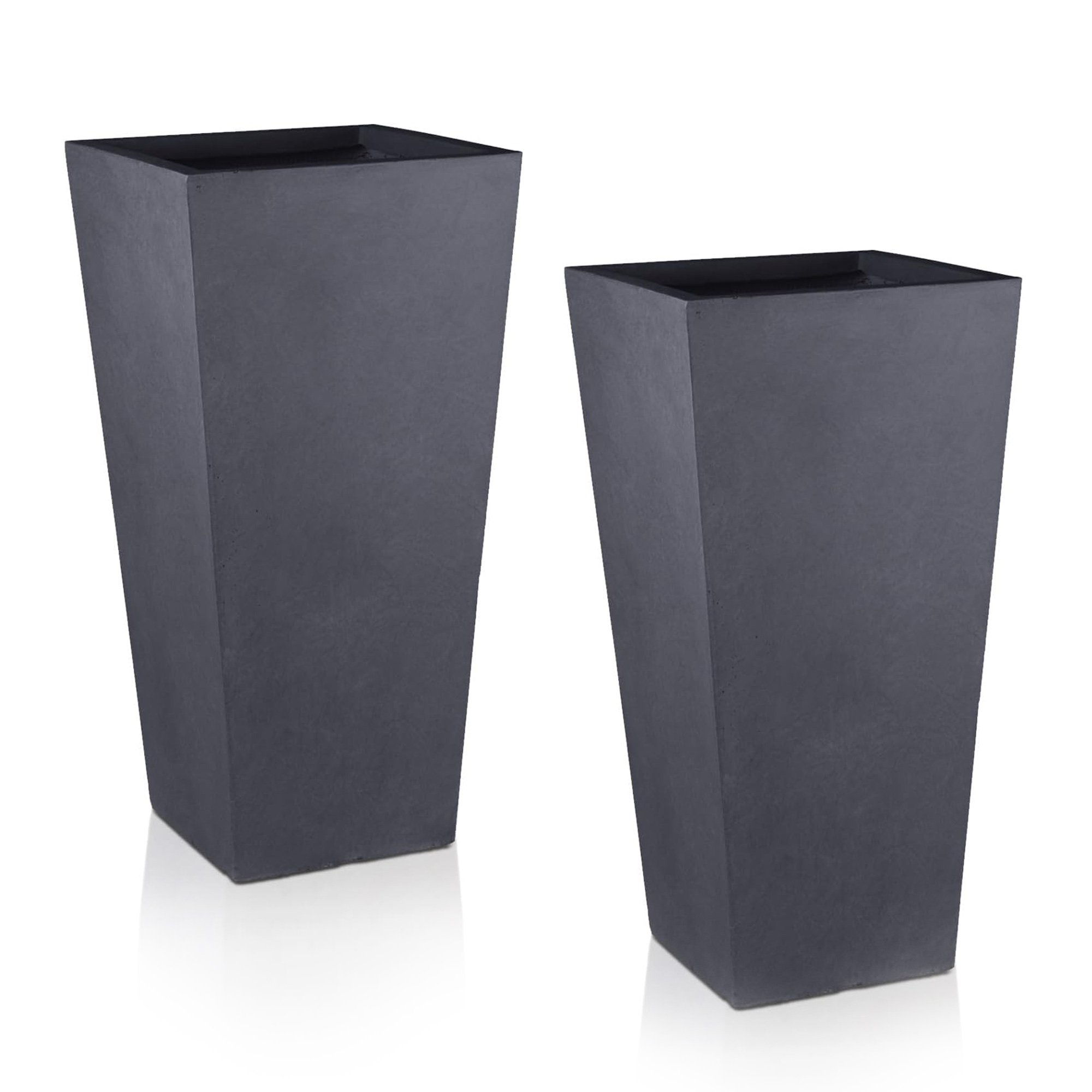 Set of IDEALIST Lite Light Concrete Garden Tall Planters, Outdoor Plant Pots with Tapered Shape