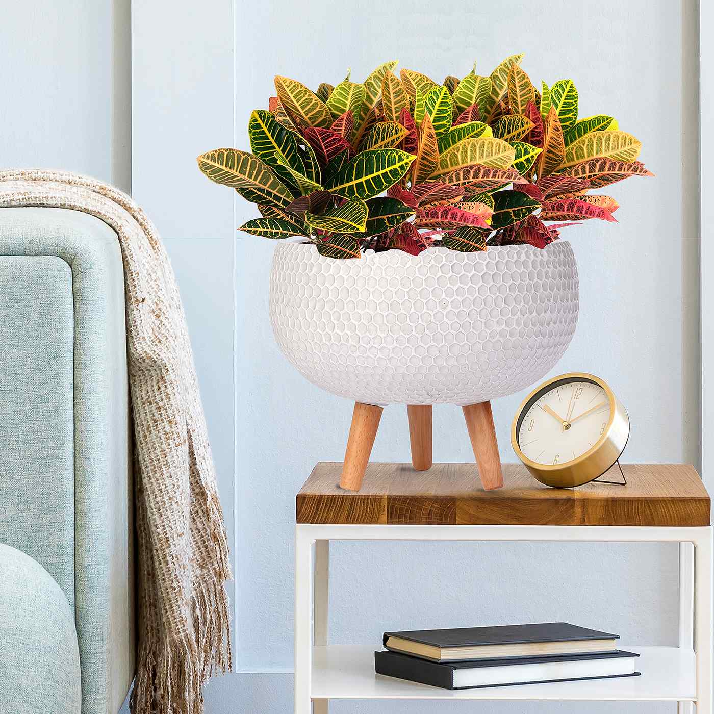 IDEALIST Lite Honeycomb Style Bowl Planter on Legs, Round Pot Plant Stand Indoor