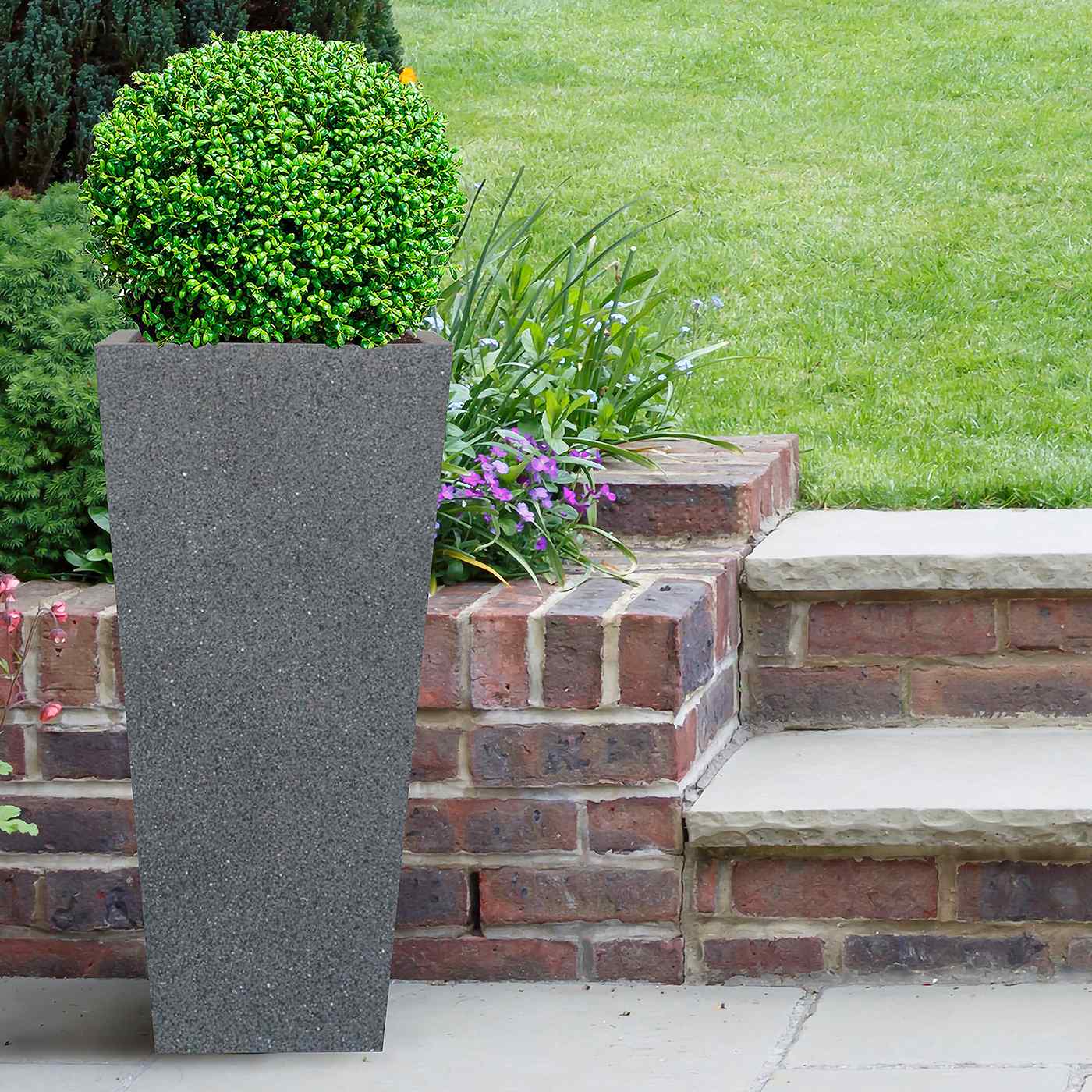 IDEALIST Lite Textured Concrete Effect Tall Tapered Outdoor Planter