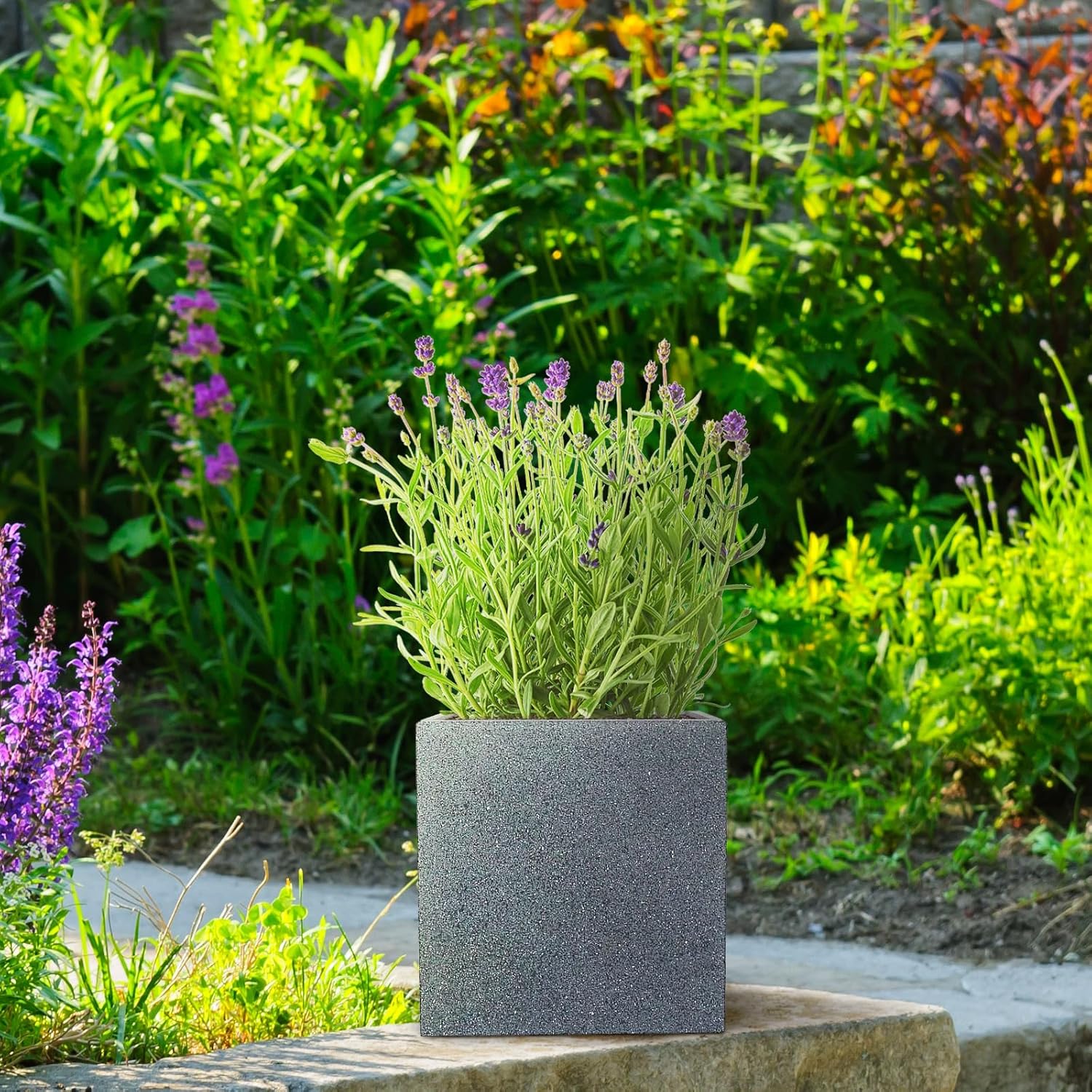 IDEALIST Lite Textured Concrete Effect Square Outdoor Planter