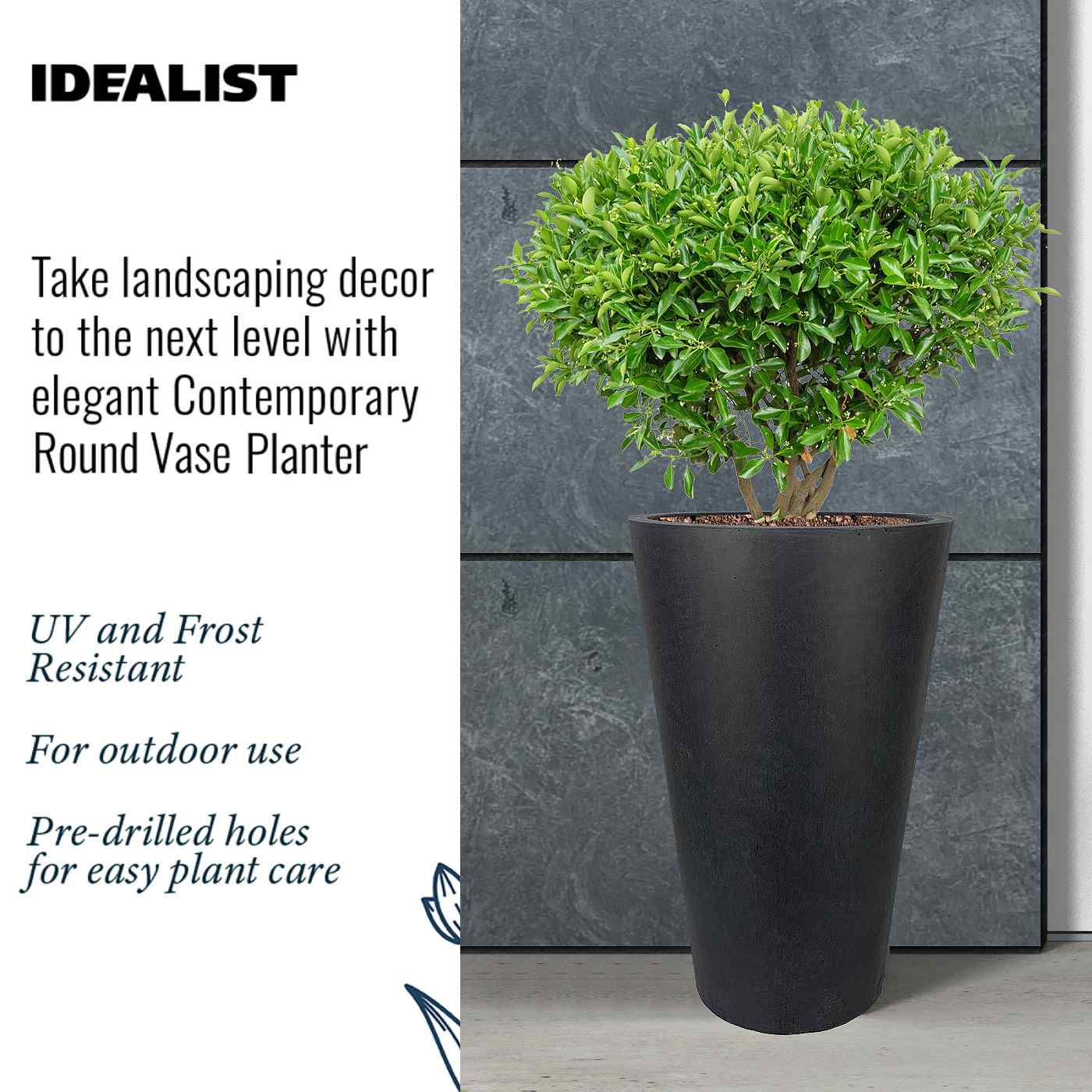 IDEALIST Lite Contemporary Round Light Concrete Planter